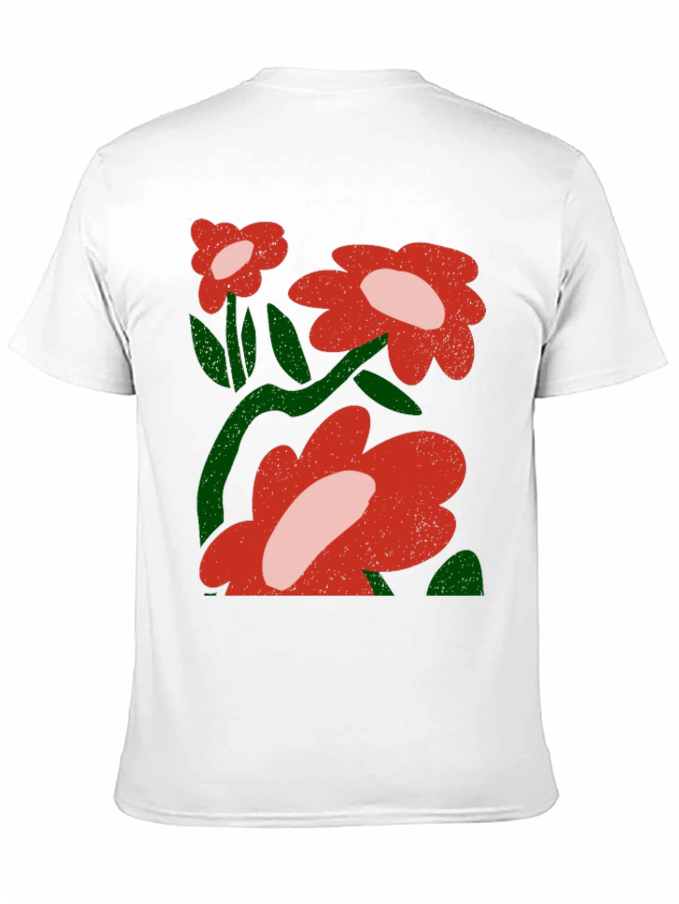 Floral Graphic T-Shirt - Bold Red Flowers
