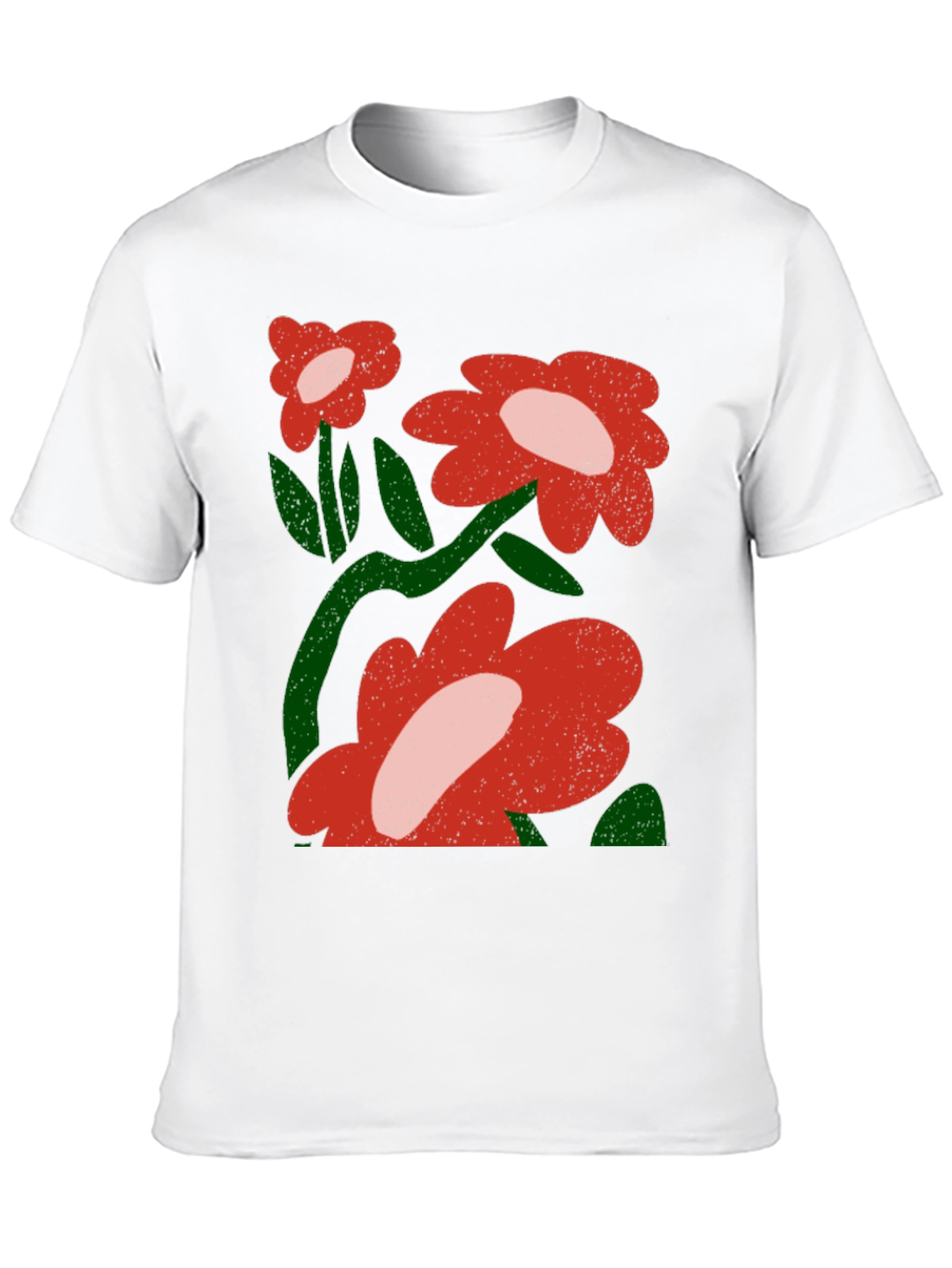 Floral Graphic T-Shirt - Bold Red Flowers