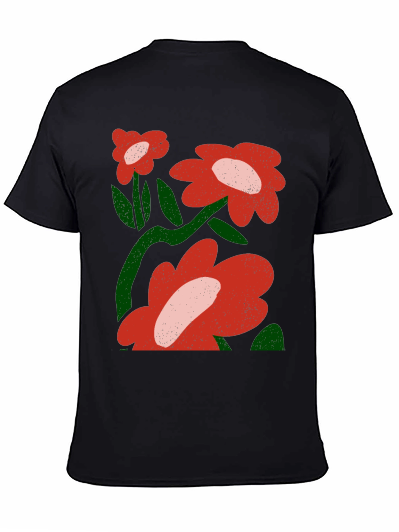 Floral Graphic T-Shirt - Bold Red Flowers