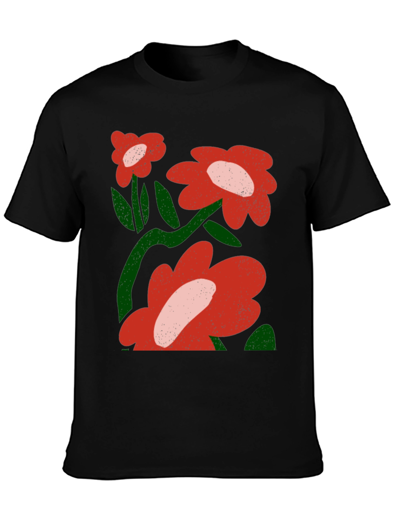 Floral Graphic T-Shirt - Bold Red Flowers