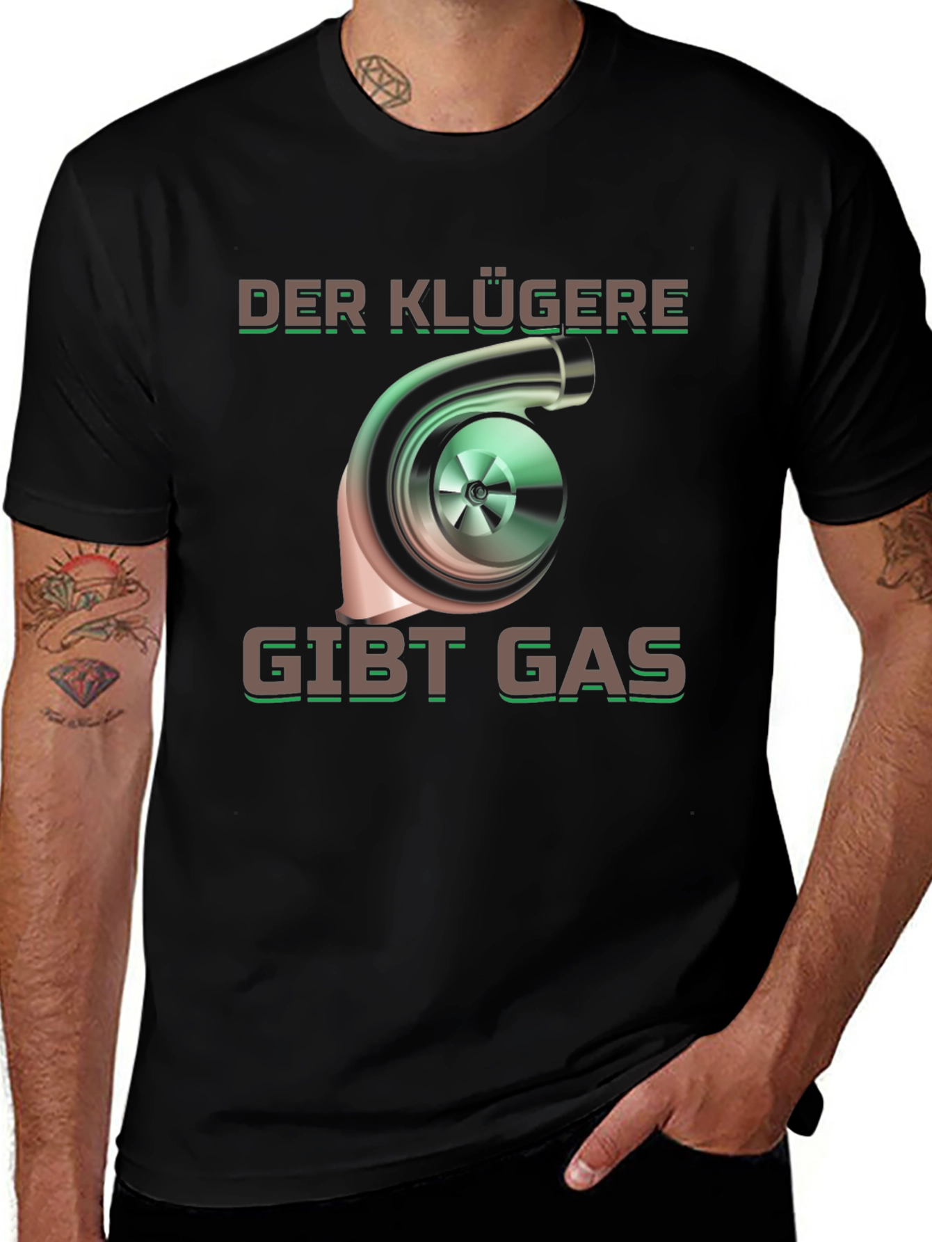 Der Klügere Gibt Gas Black Graphic T-Shirt