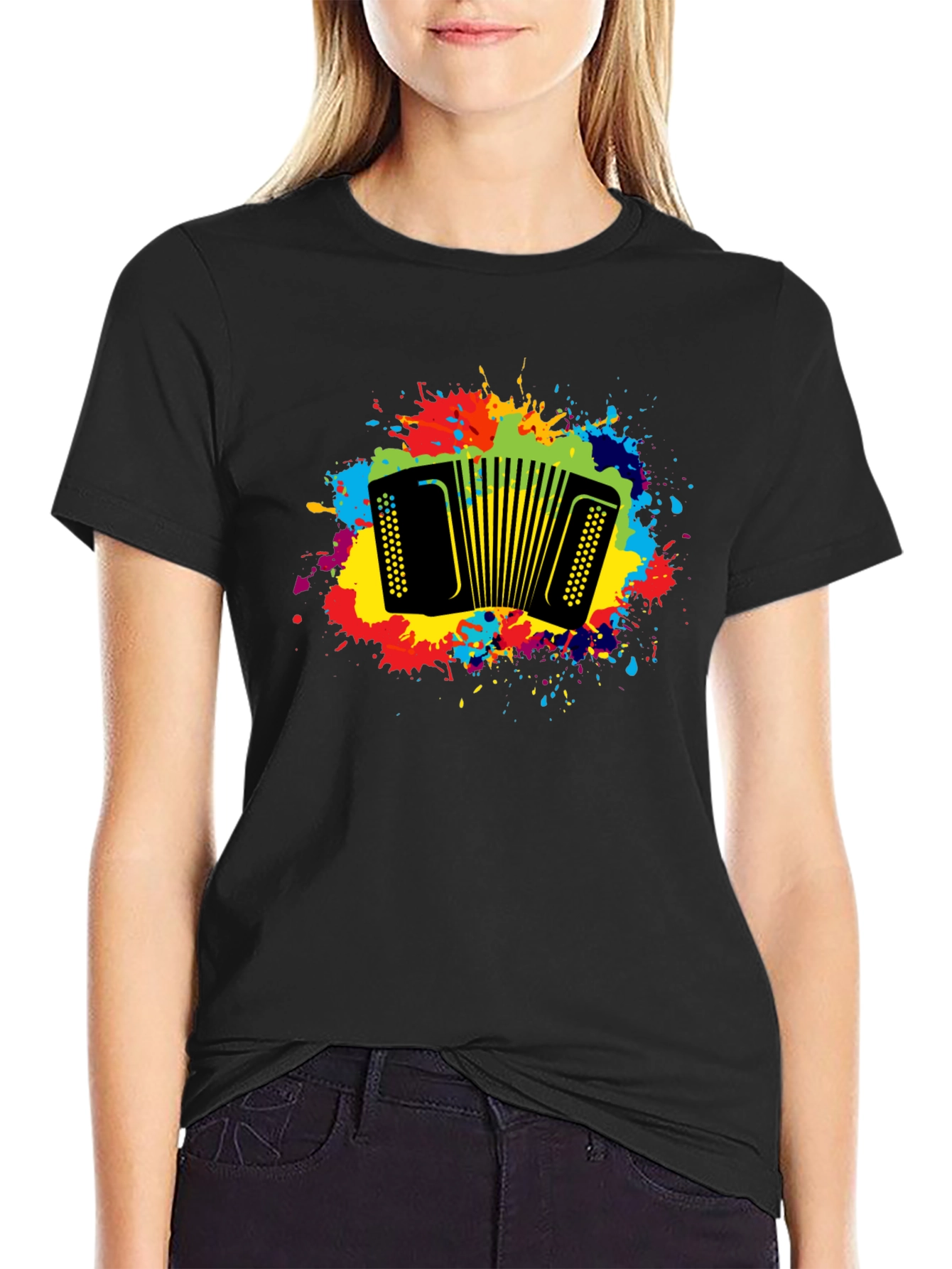 Accordion Splatter Black T-Shirt