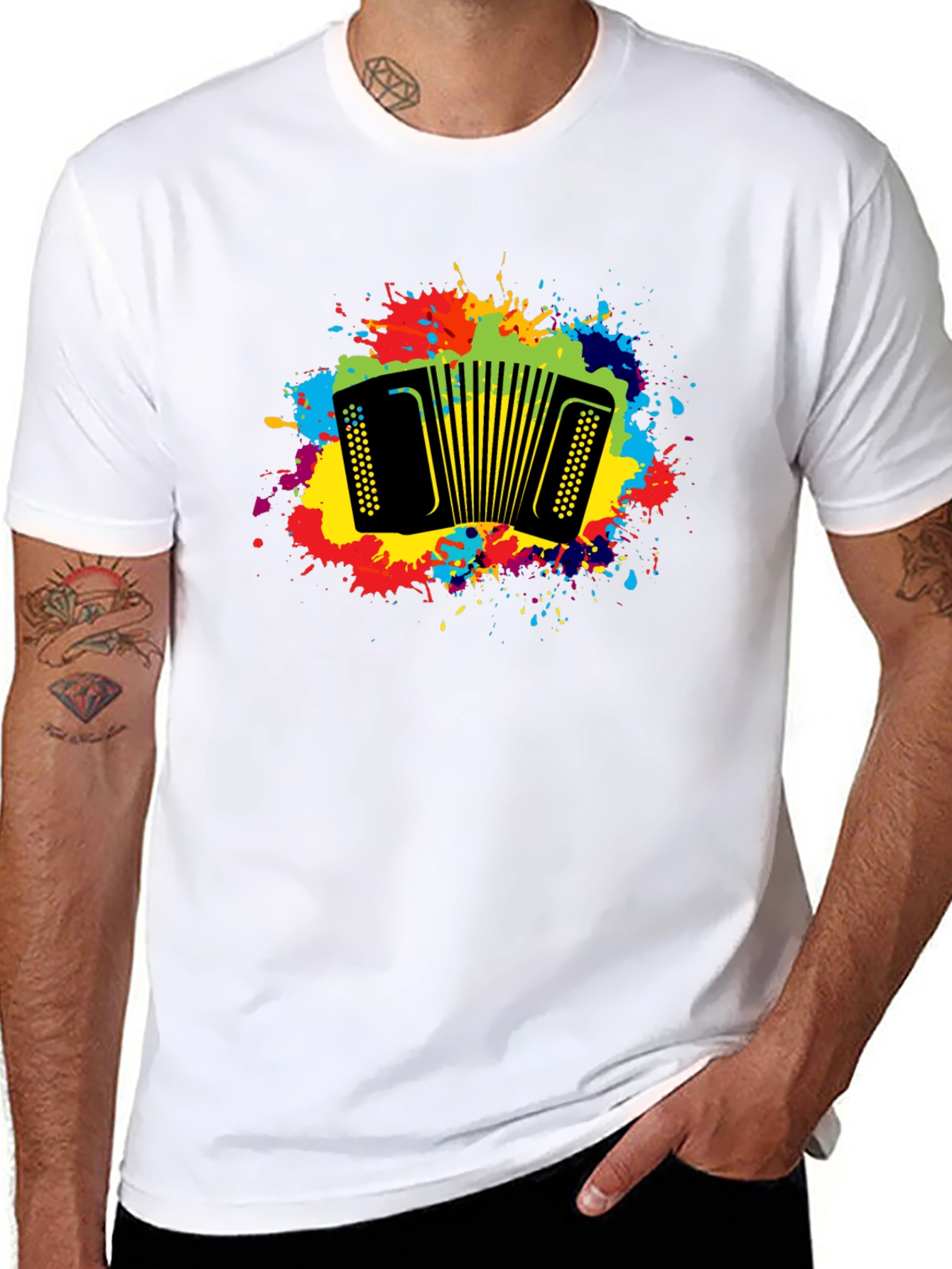 Accordion Splatter Black T-Shirt