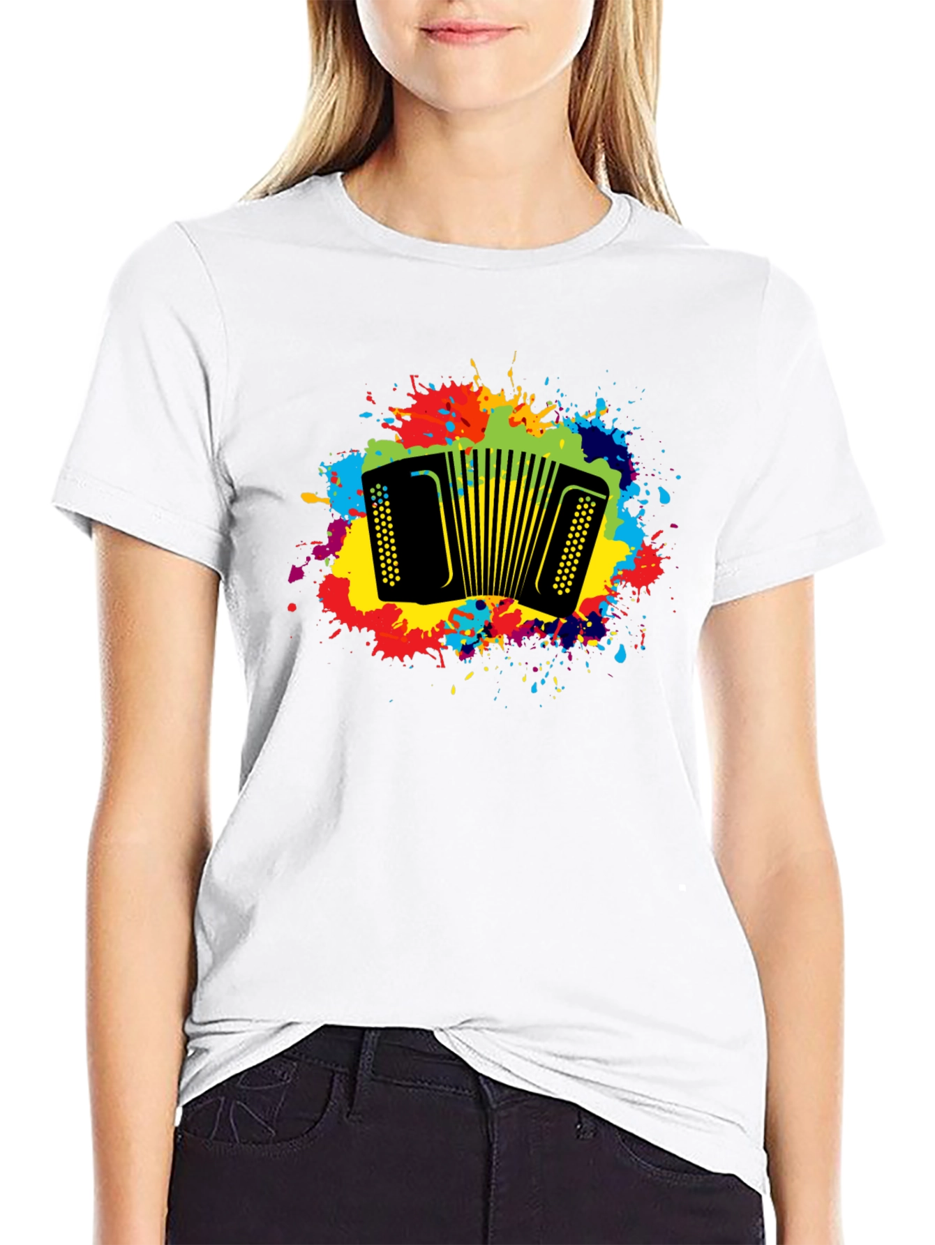 Accordion Splatter Black T-Shirt