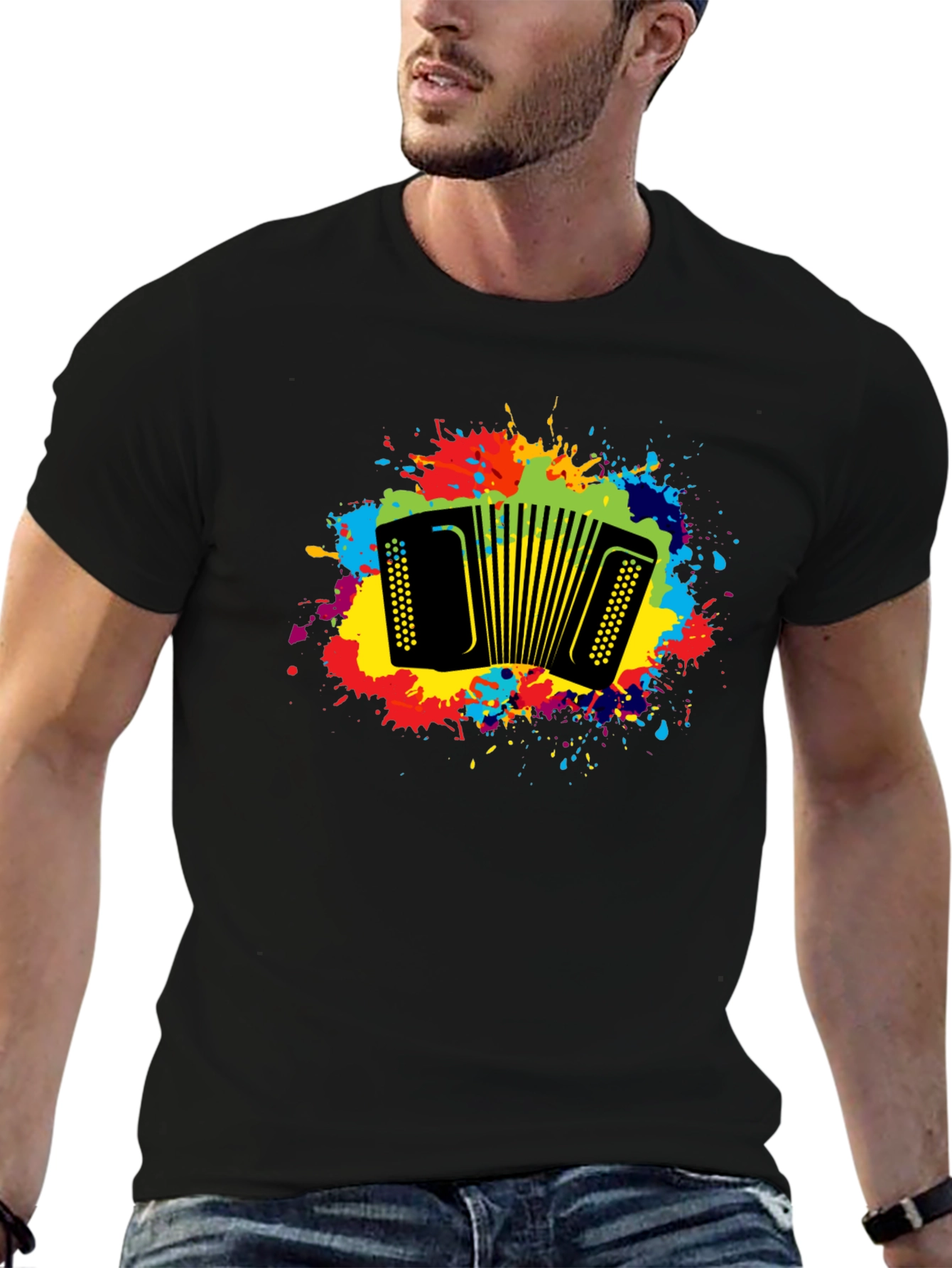 Accordion Splatter Black T-Shirt