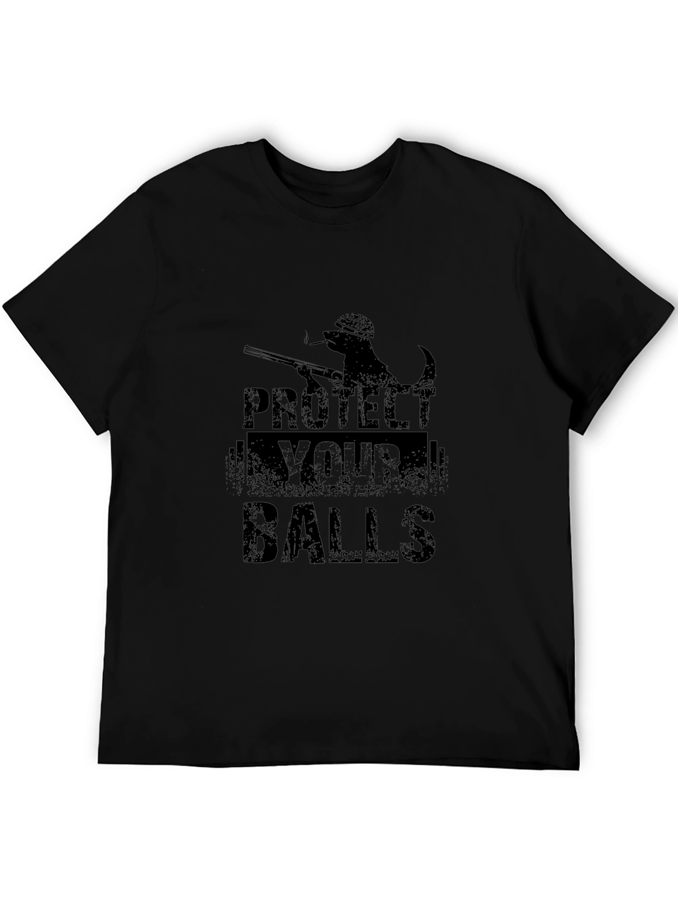 Protect Your Balls Graphic Tee - Black Cotton T-Shirt