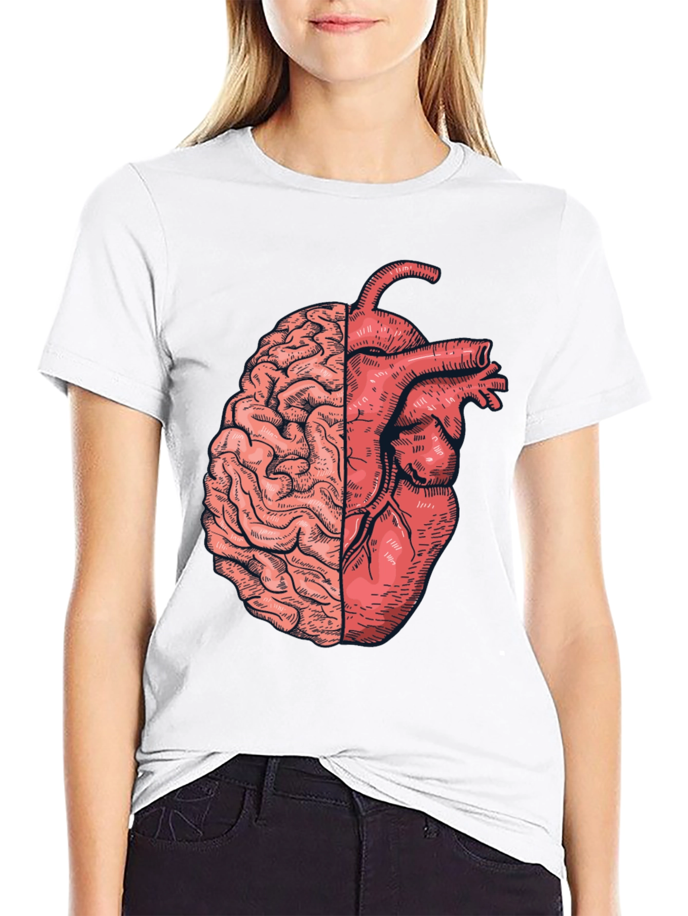 Brain & Heart Graphic Tee - Unisex Black T-Shirt