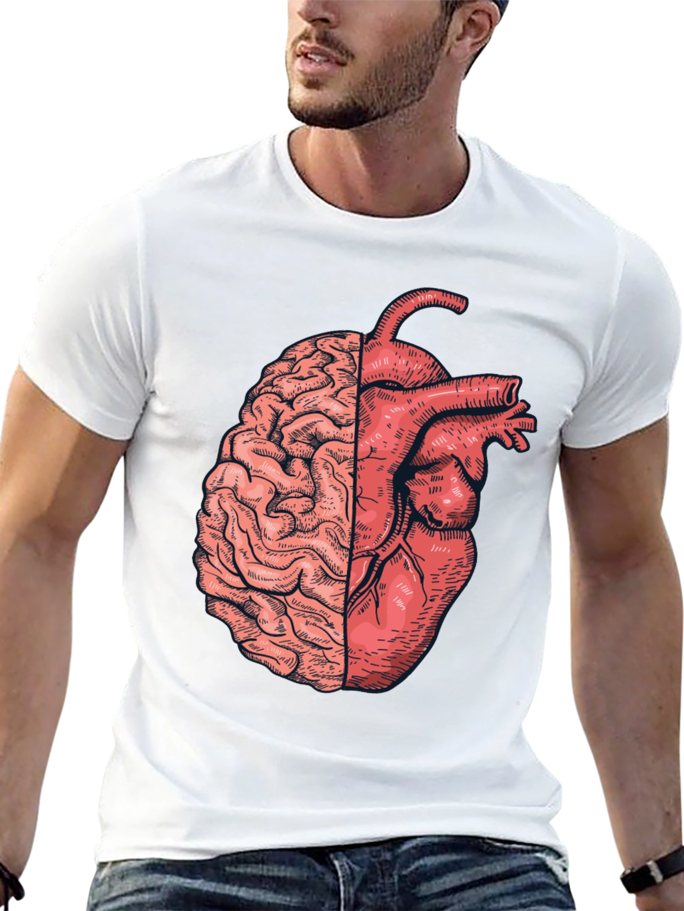 Brain & Heart Graphic Tee - Unisex Black T-Shirt