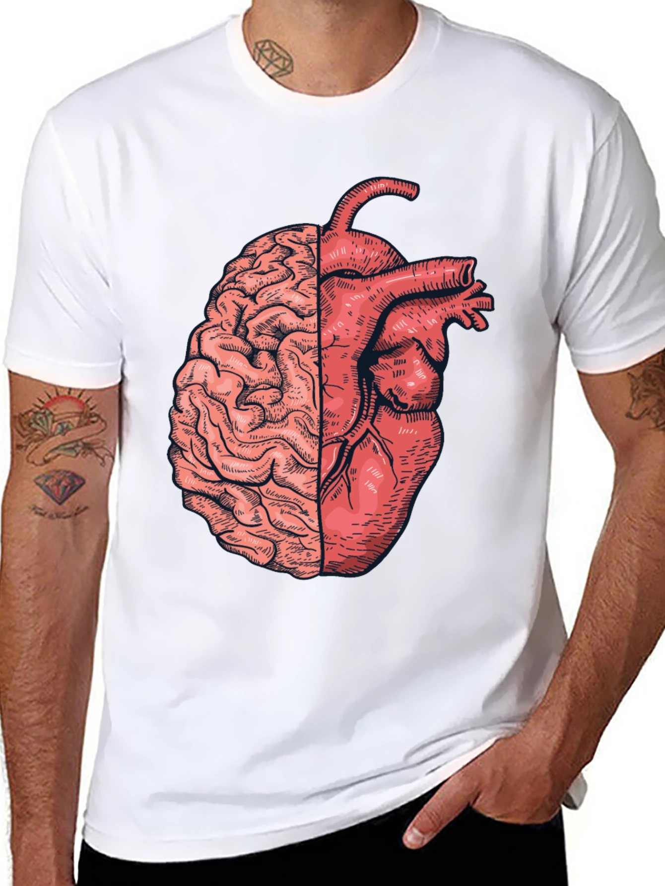 Brain & Heart Graphic Tee - Unisex Black T-Shirt