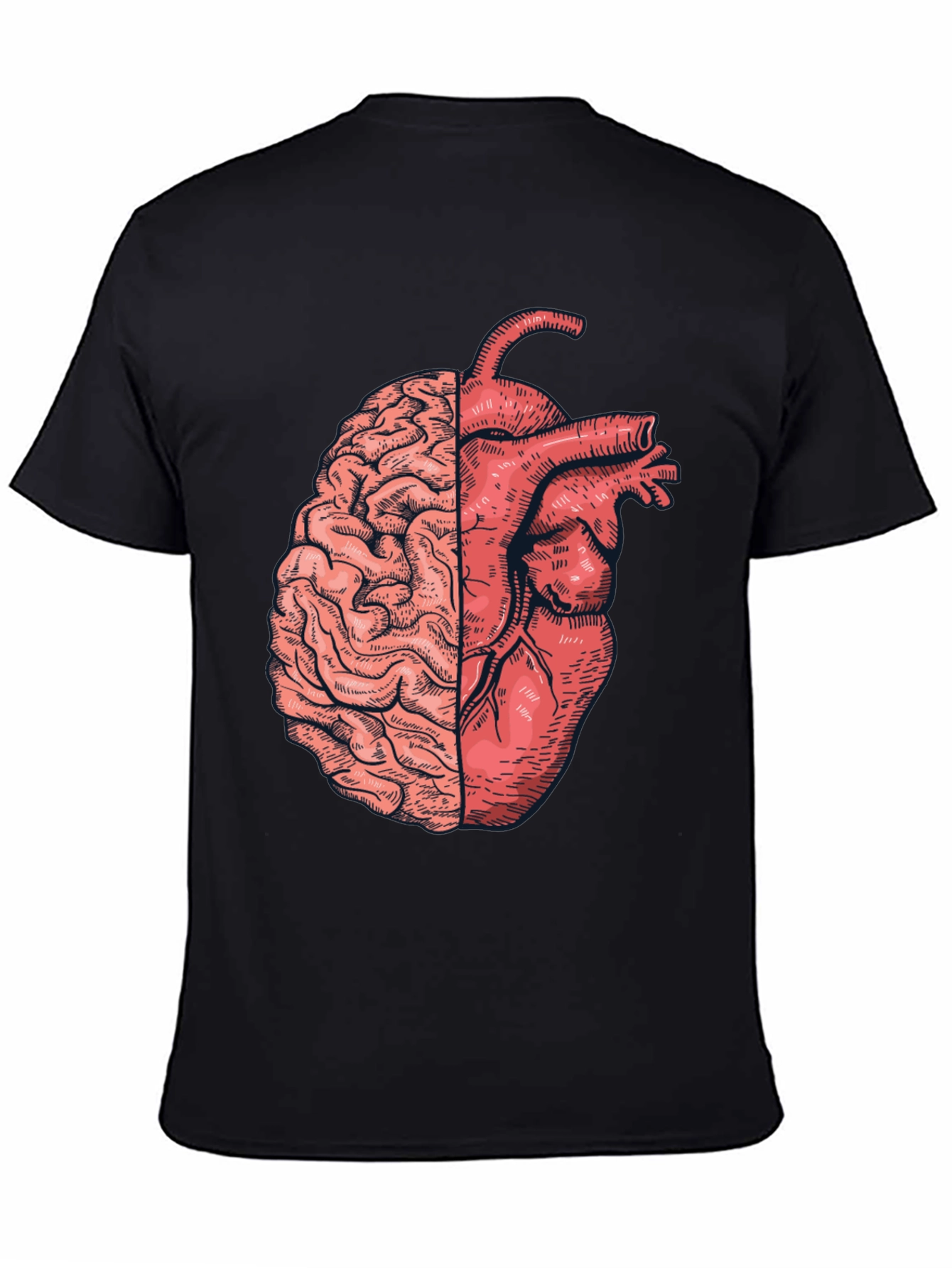 Brain & Heart Graphic Tee - Unisex Black T-Shirt