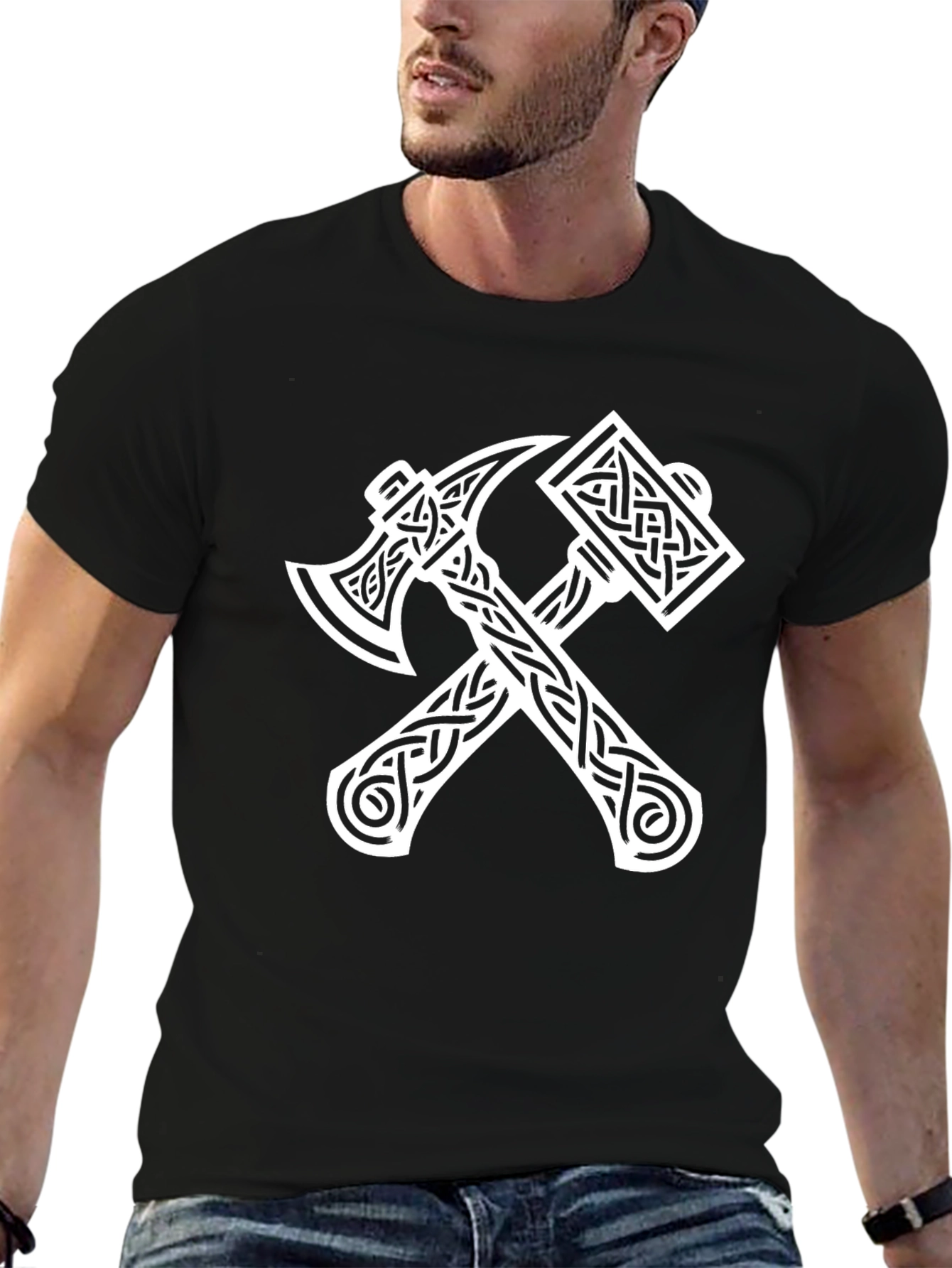 Viking Axe & Hammer Black T-Shirt