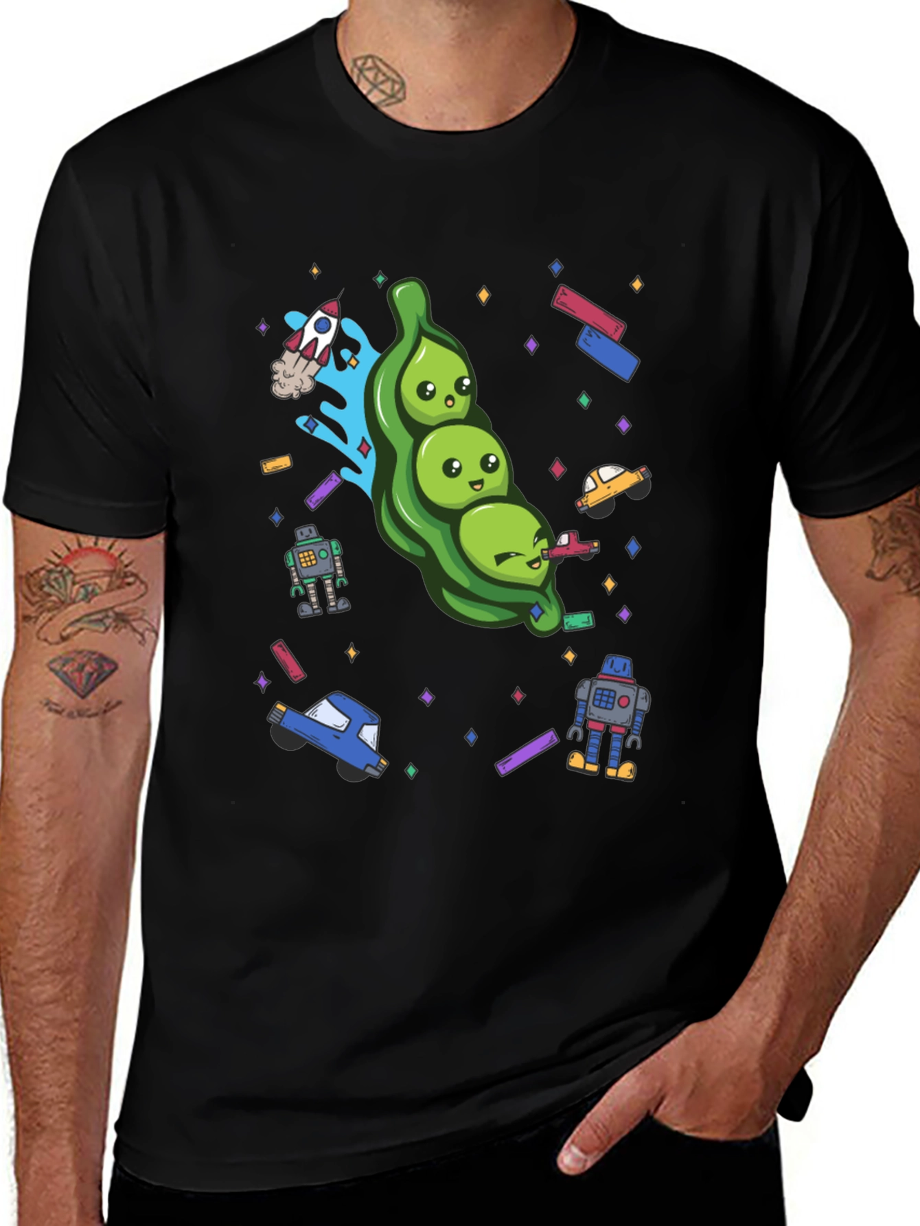 Cosmic Peas T-Shirt - Cute Space Pod Design