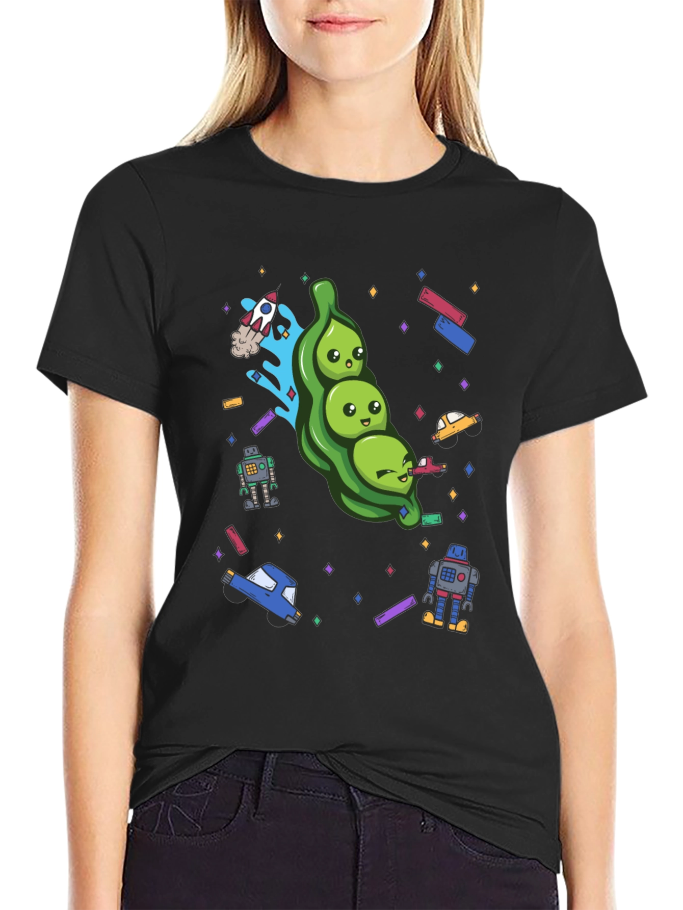 Cosmic Peas T-Shirt - Cute Space Pod Design