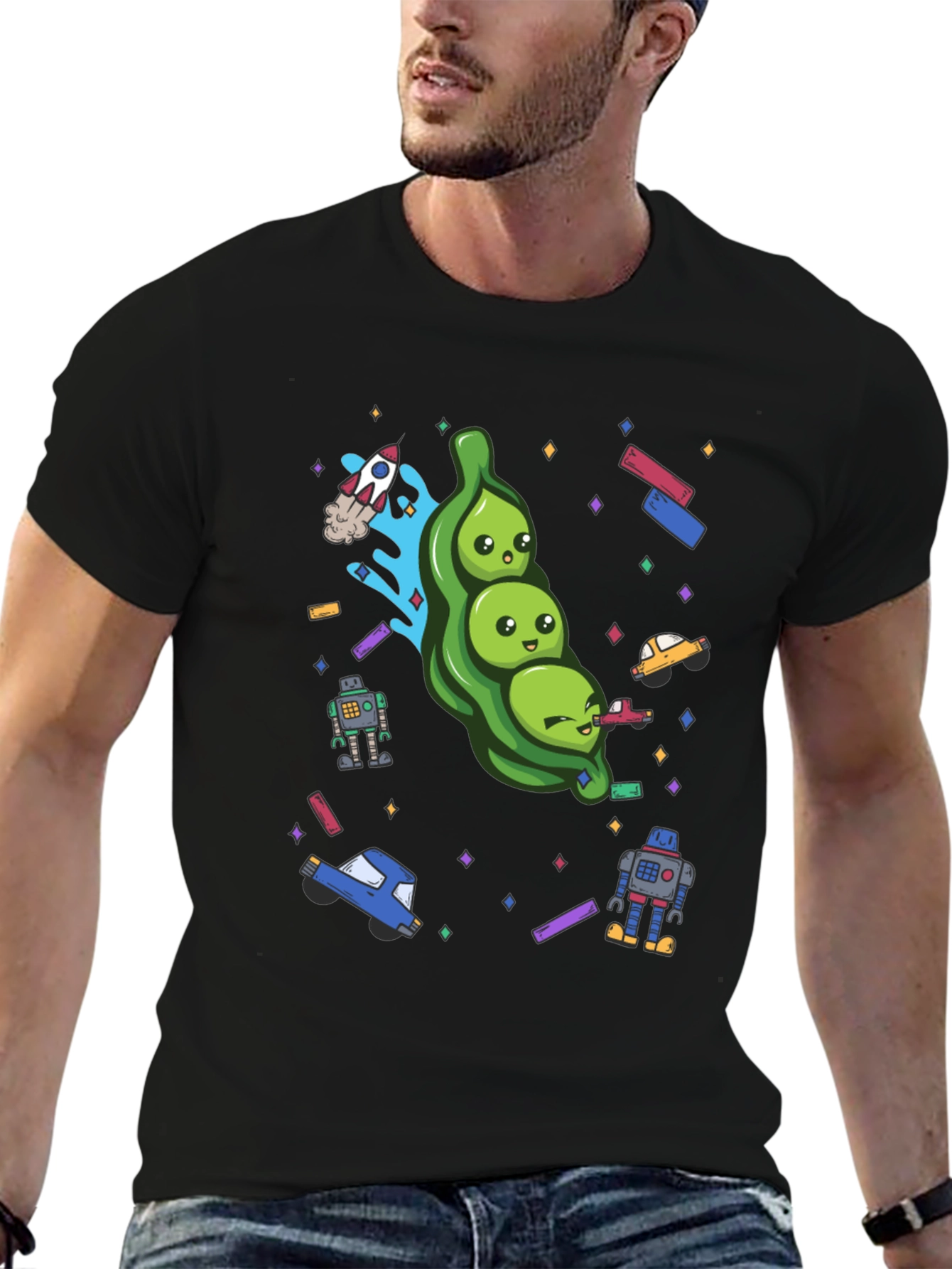 Cosmic Peas T-Shirt - Cute Space Pod Design