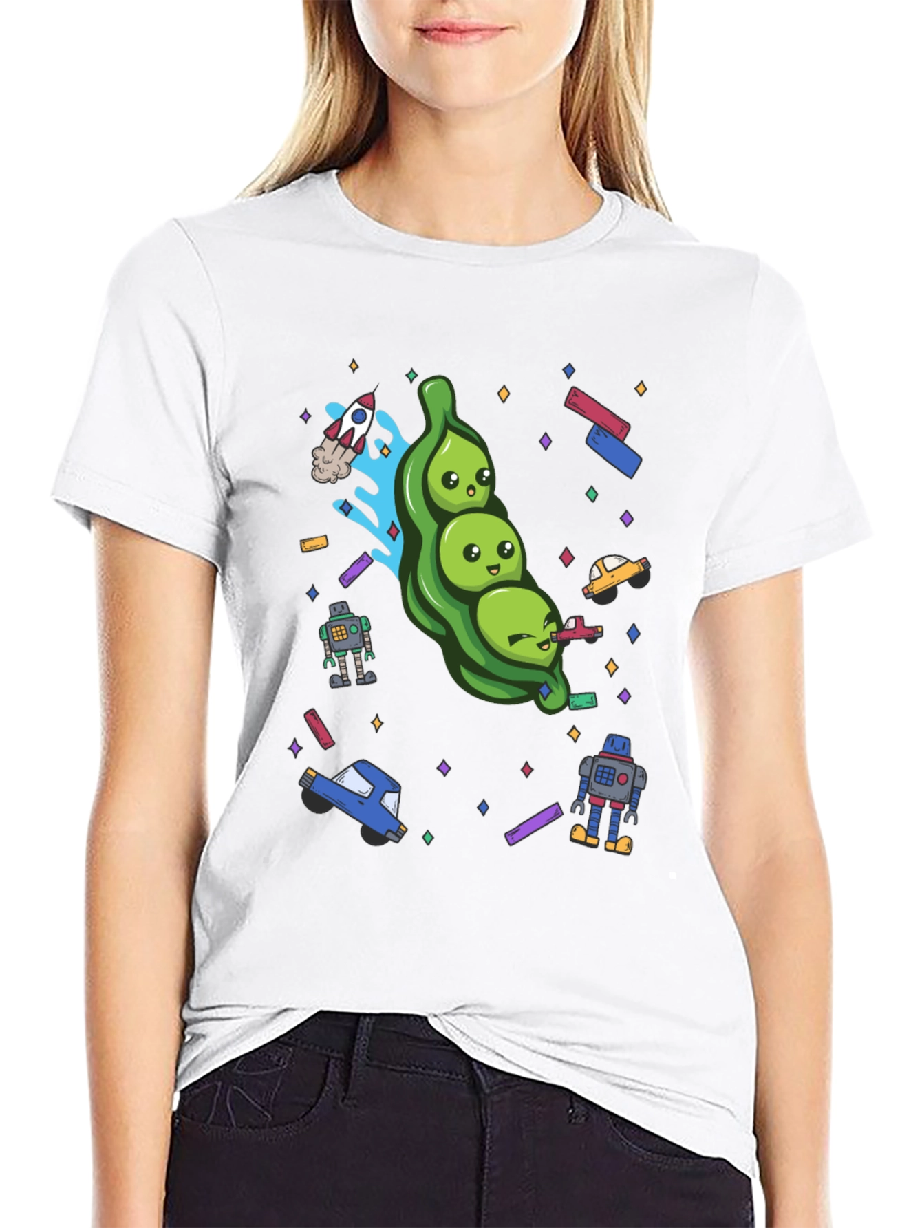 Cosmic Peas T-Shirt - Cute Space Pod Design
