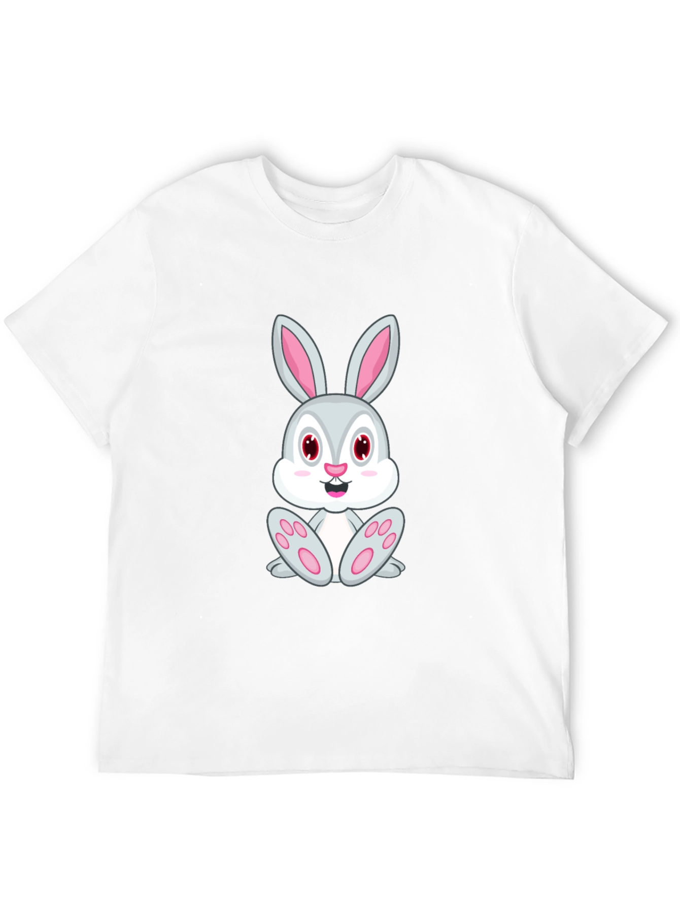 Cute Bunny Graphic Tee - Black Cotton T-Shirt