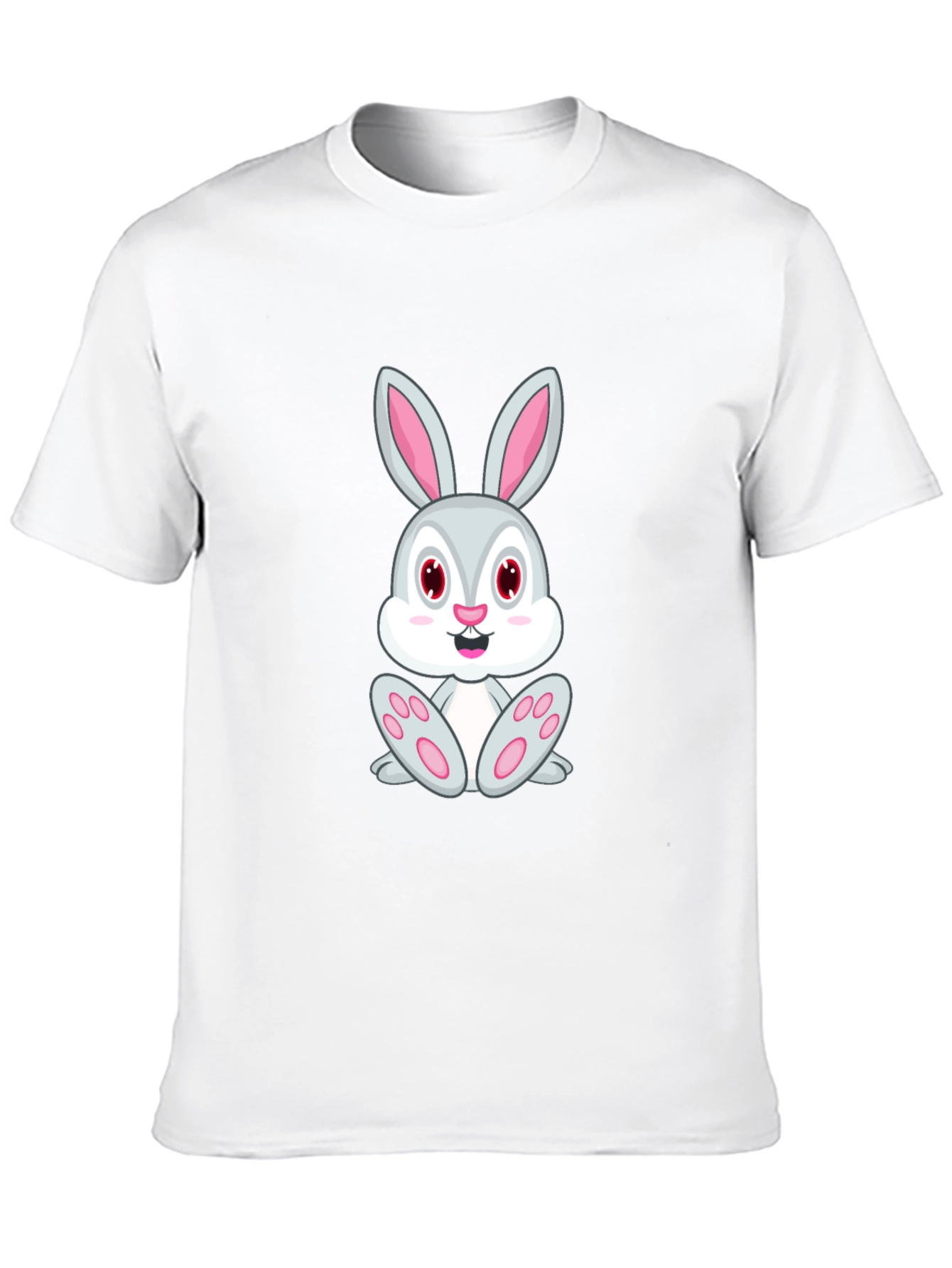 Cute Bunny Graphic Tee - Black Cotton T-Shirt