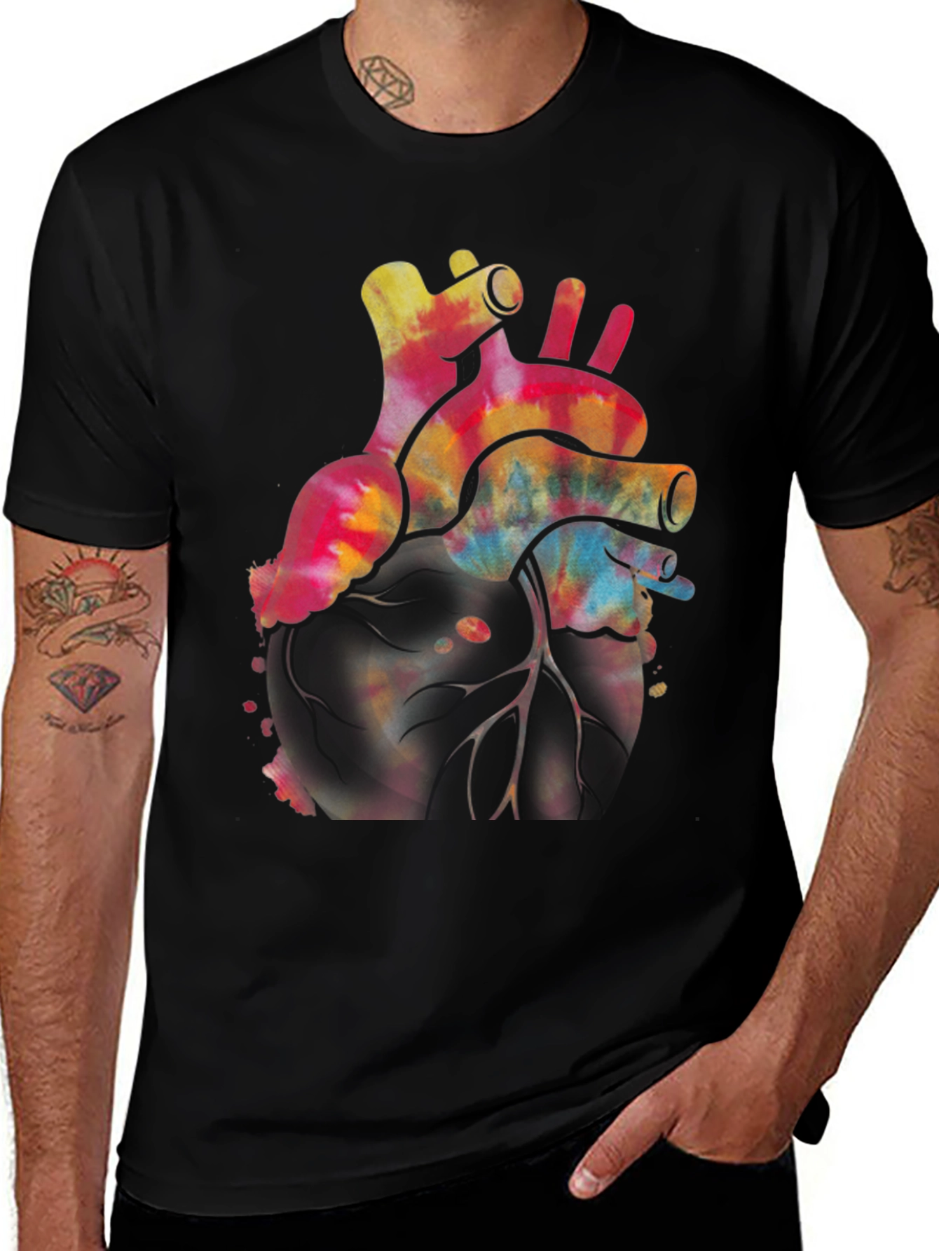 Tie-Dye Anatomical Heart Graphic Tee