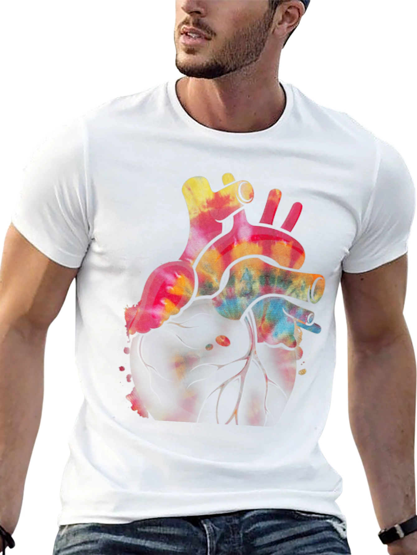 Tie-Dye Anatomical Heart Graphic Tee