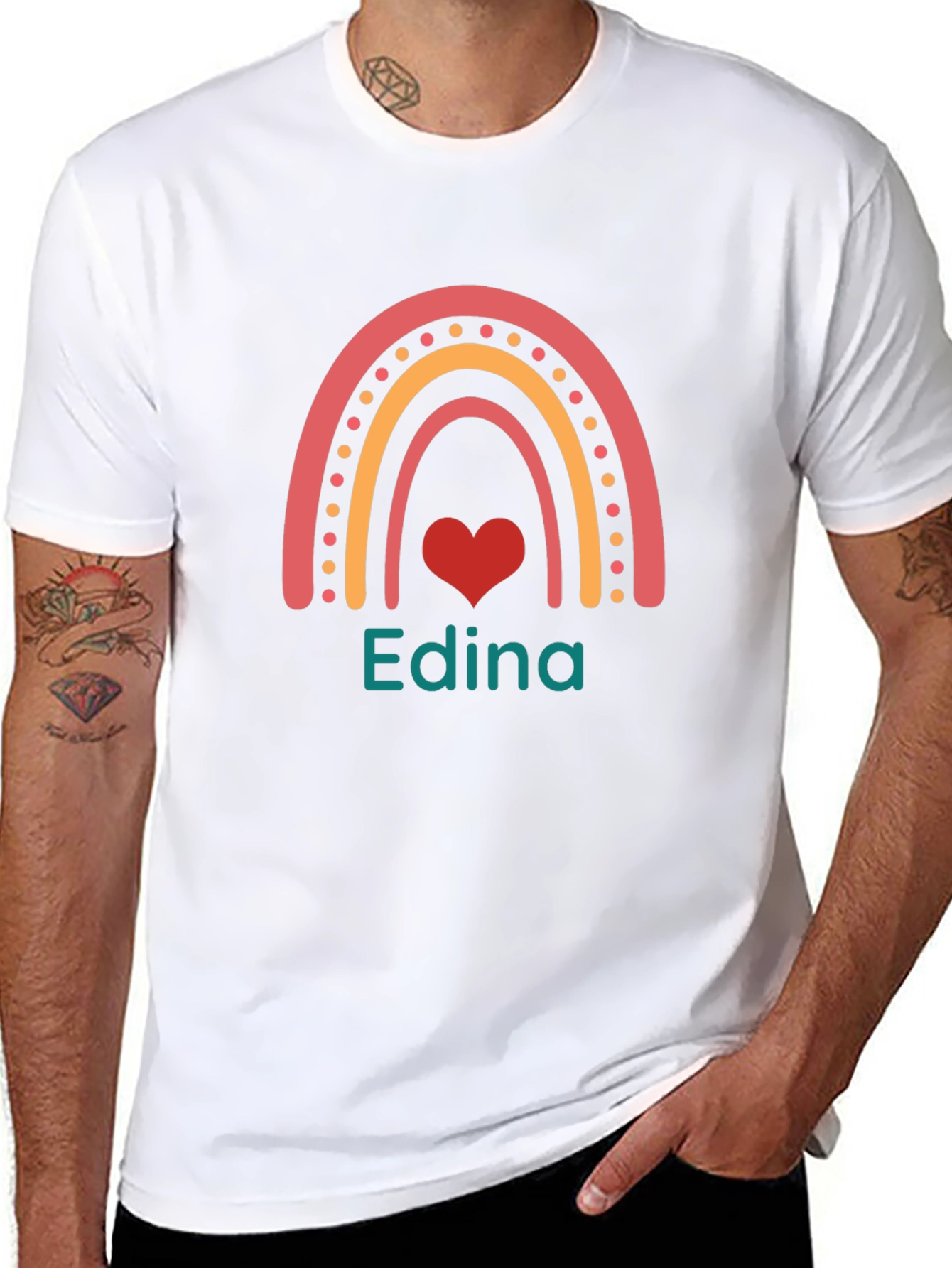 Edina Rainbow Heart Personalized T-Shirt