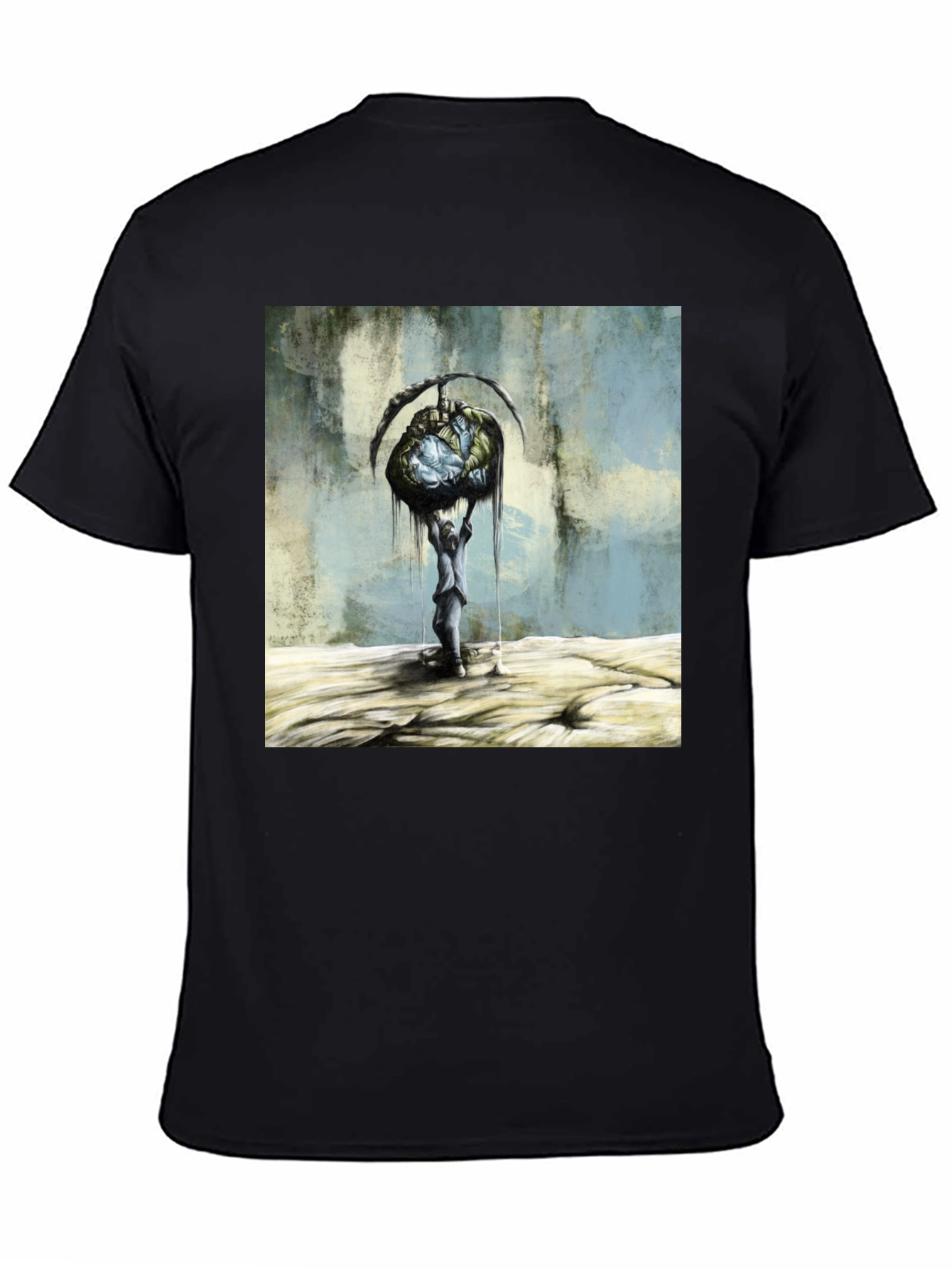 Artistic Graphic Print Black T-Shirt