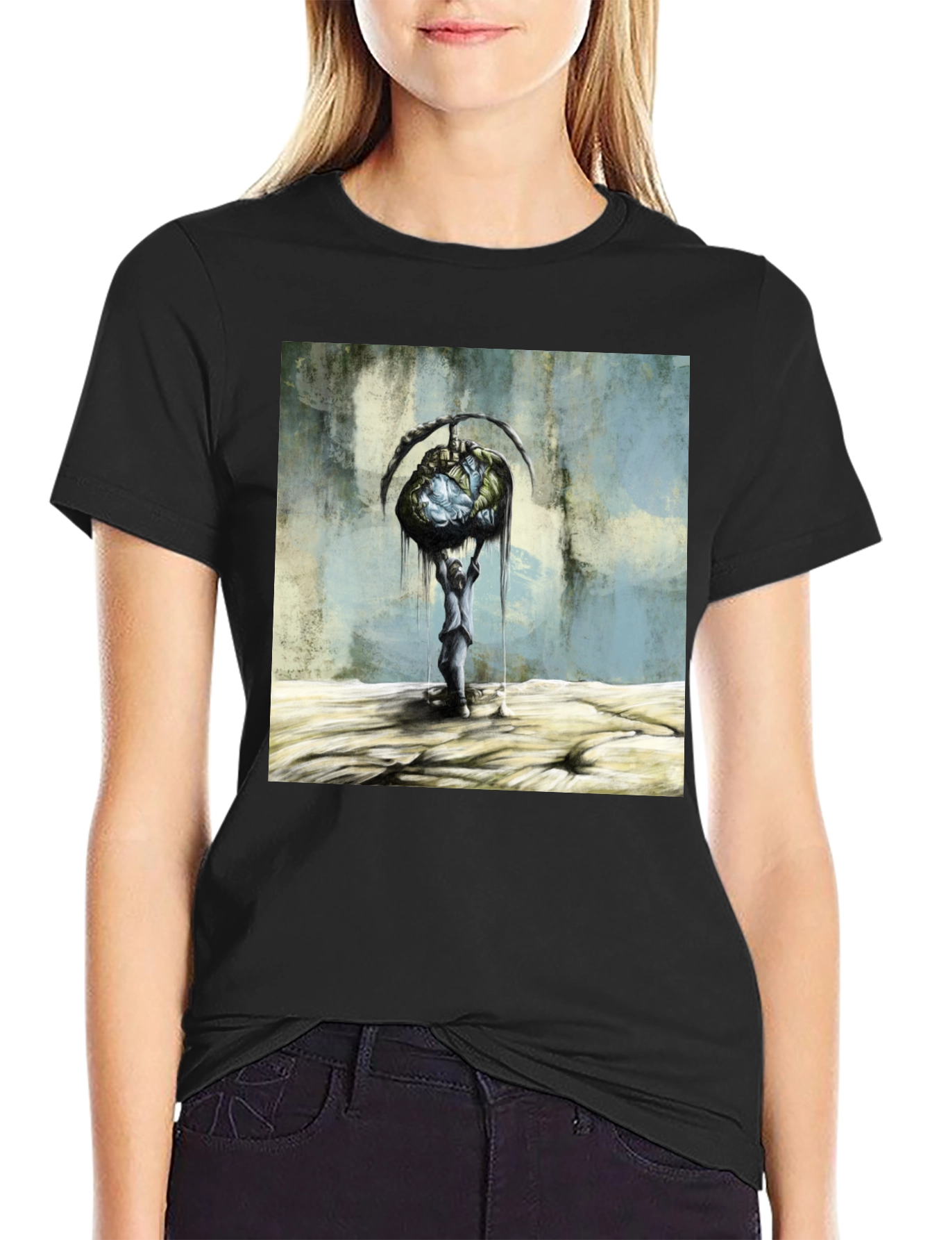 Artistic Graphic Print Black T-Shirt
