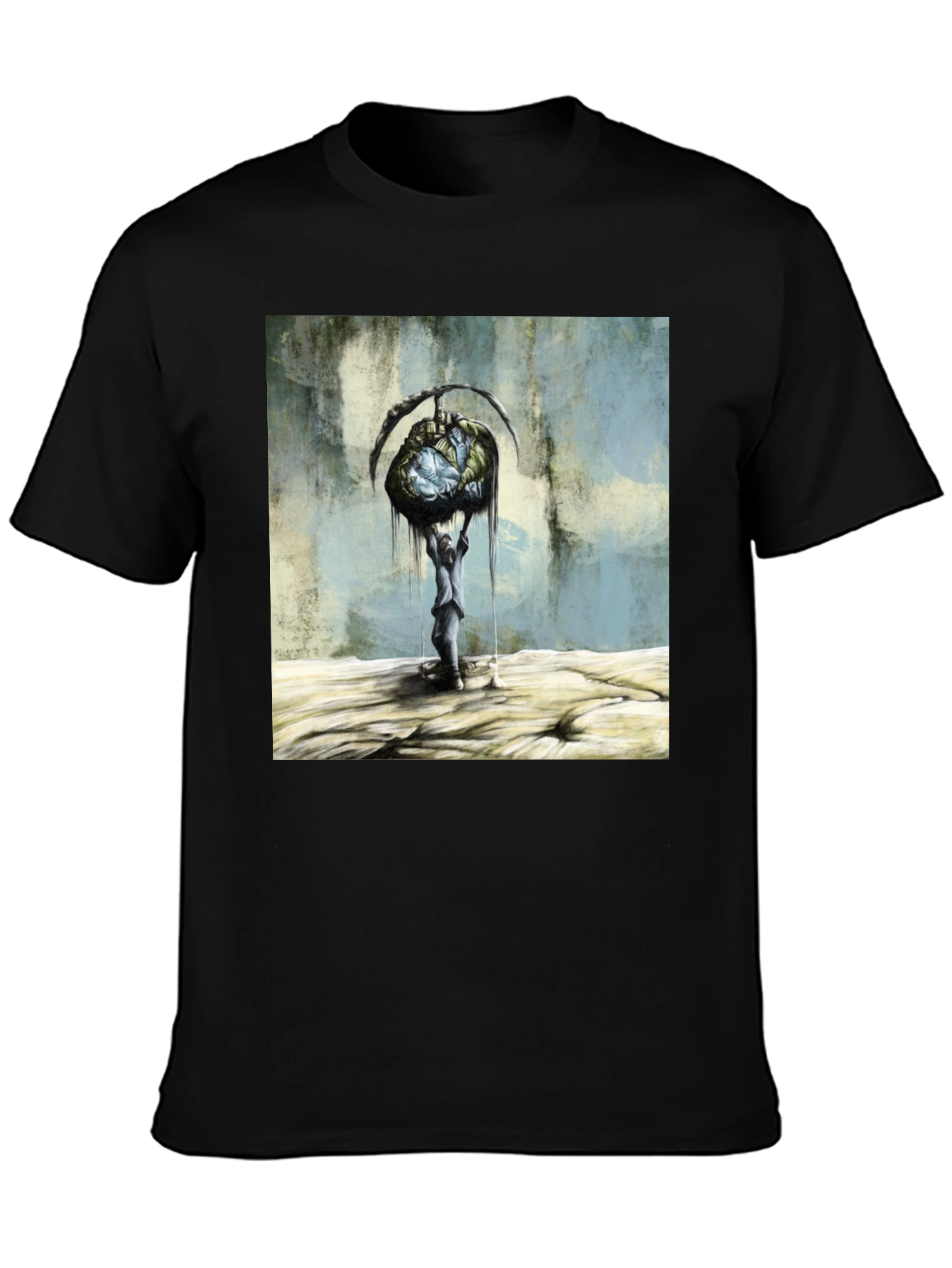 Artistic Graphic Print Black T-Shirt
