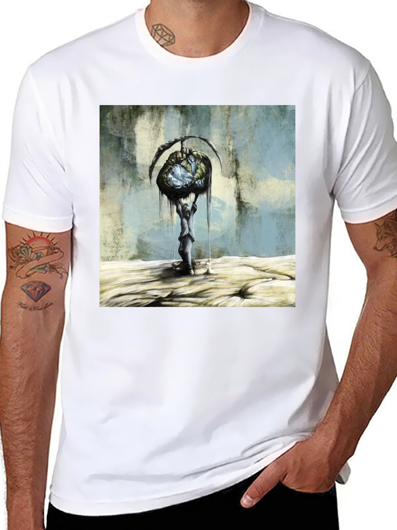 Artistic Graphic Print Black T-Shirt