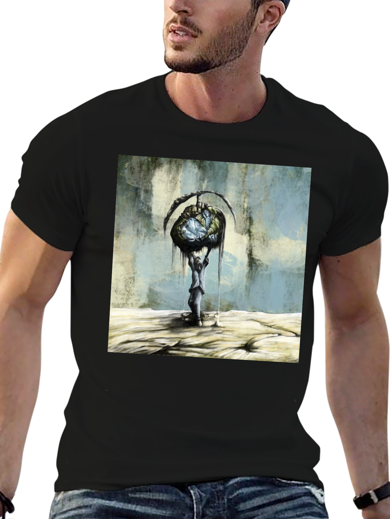 Artistic Graphic Print Black T-Shirt