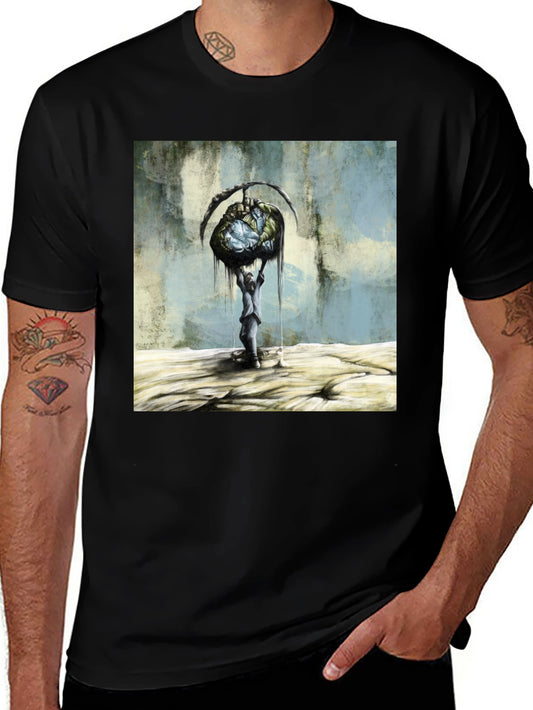 Artistic Graphic Print Black T-Shirt
