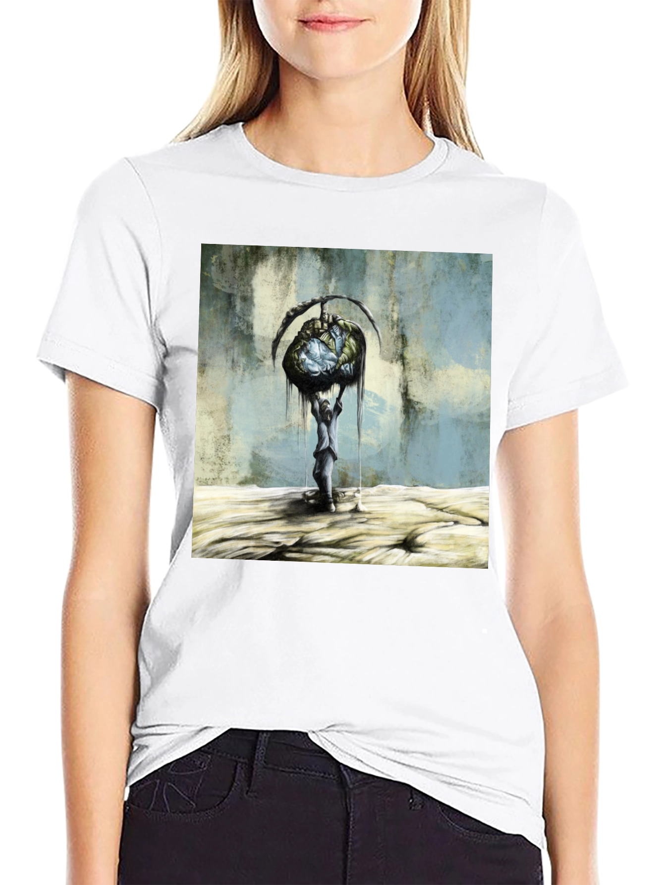 Artistic Graphic Print Black T-Shirt