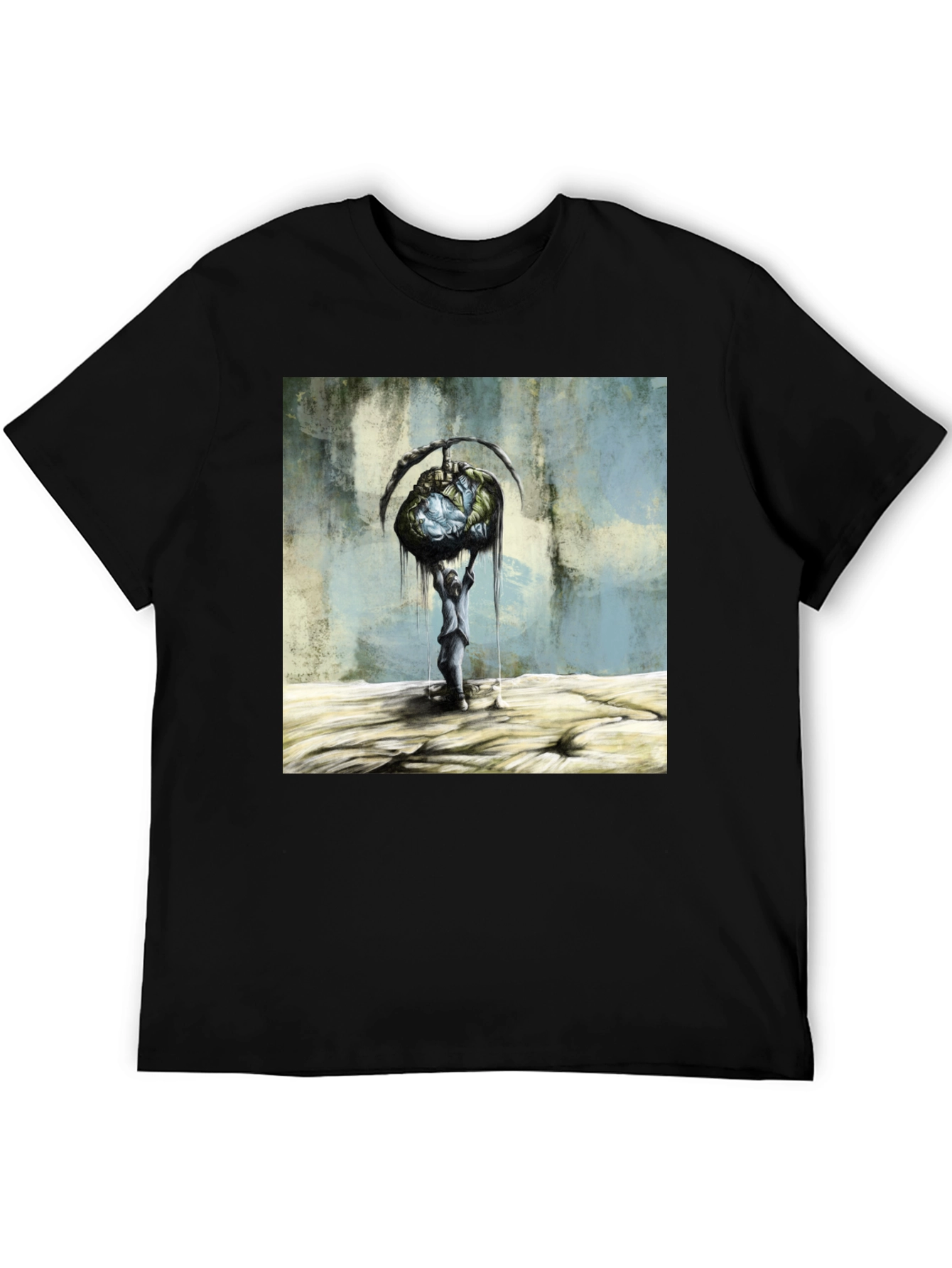 Artistic Graphic Print Black T-Shirt