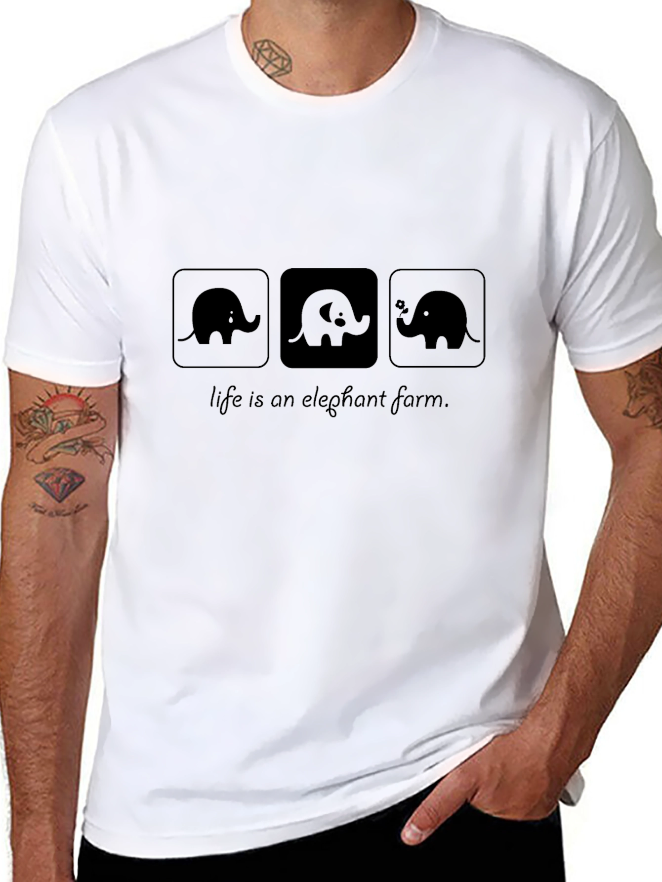 Life is an Elephant Farm Black Graphic Tee