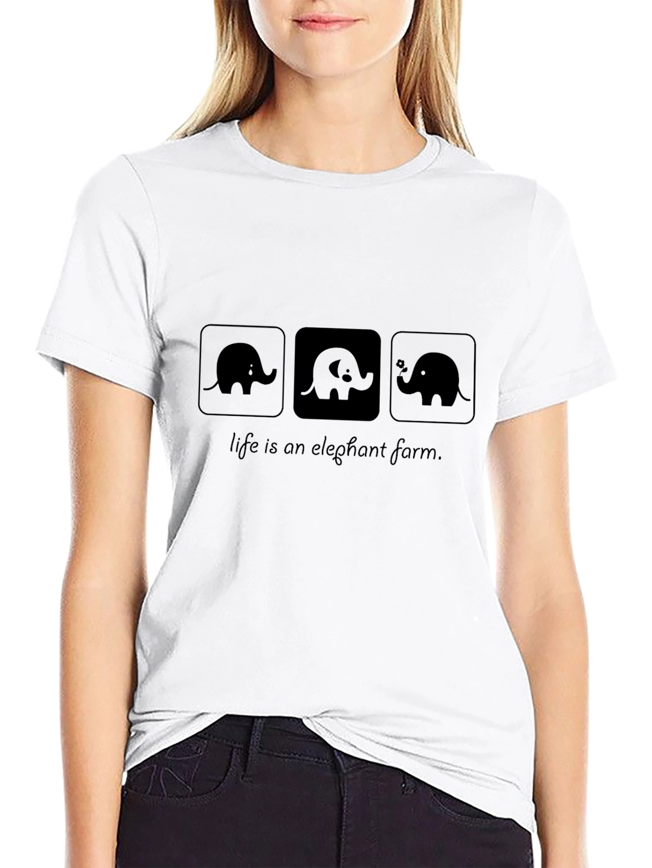 Life is an Elephant Farm Black Graphic Tee