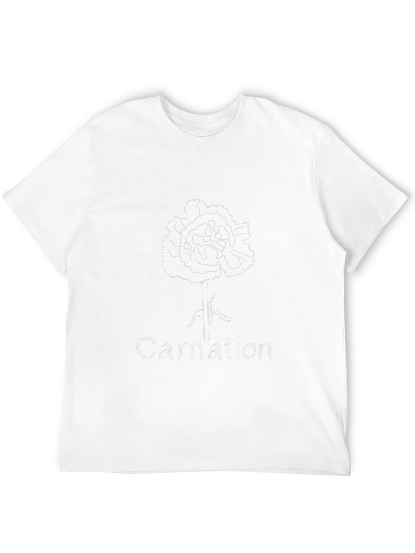 Carnation Flower Outline T-Shirt - Black