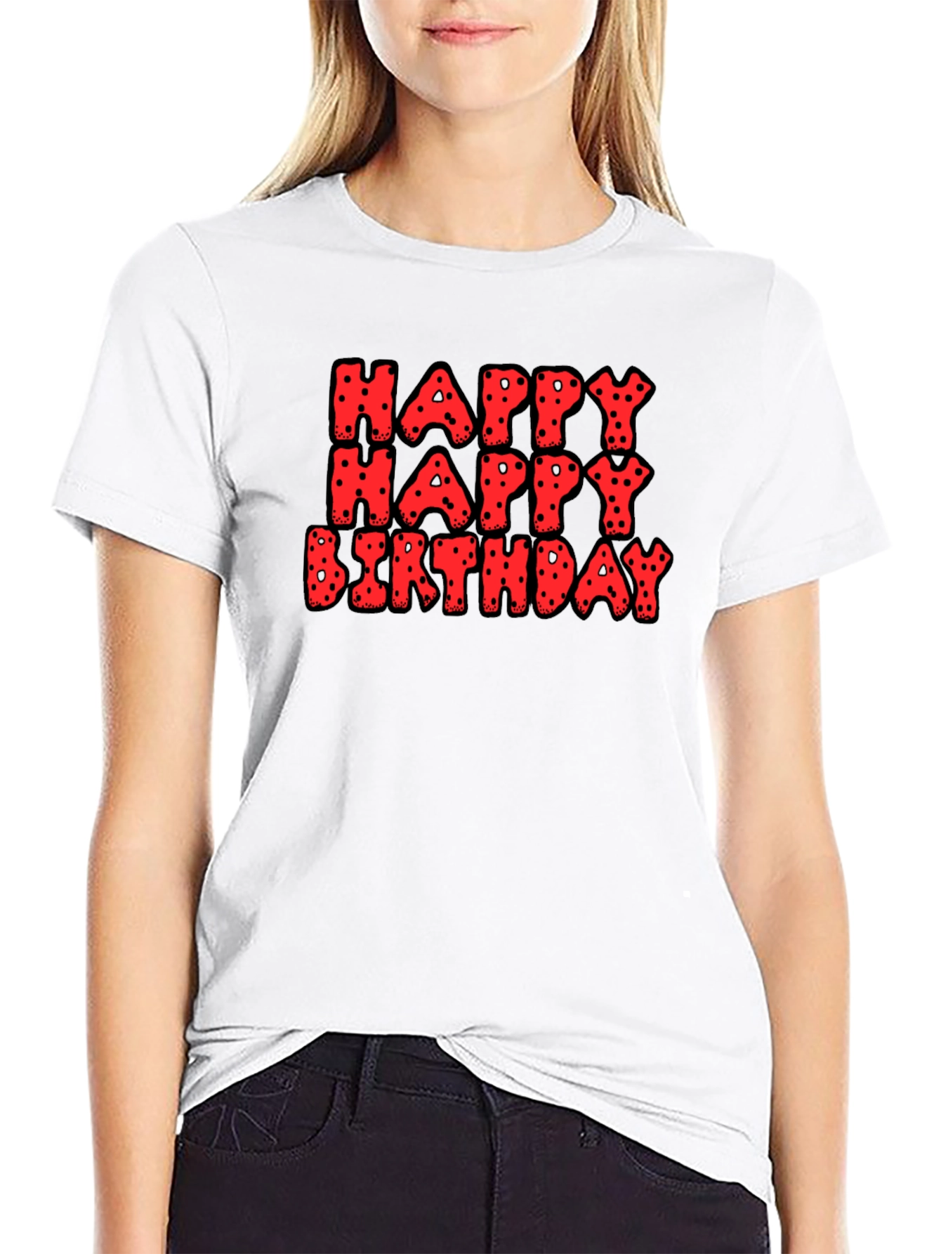 Happy Birthday Black Cotton Graphic Tee