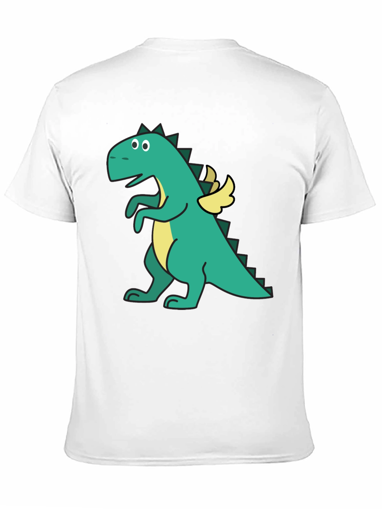 Dino with Wings Black T-Shirt - Fun Cartoon Design