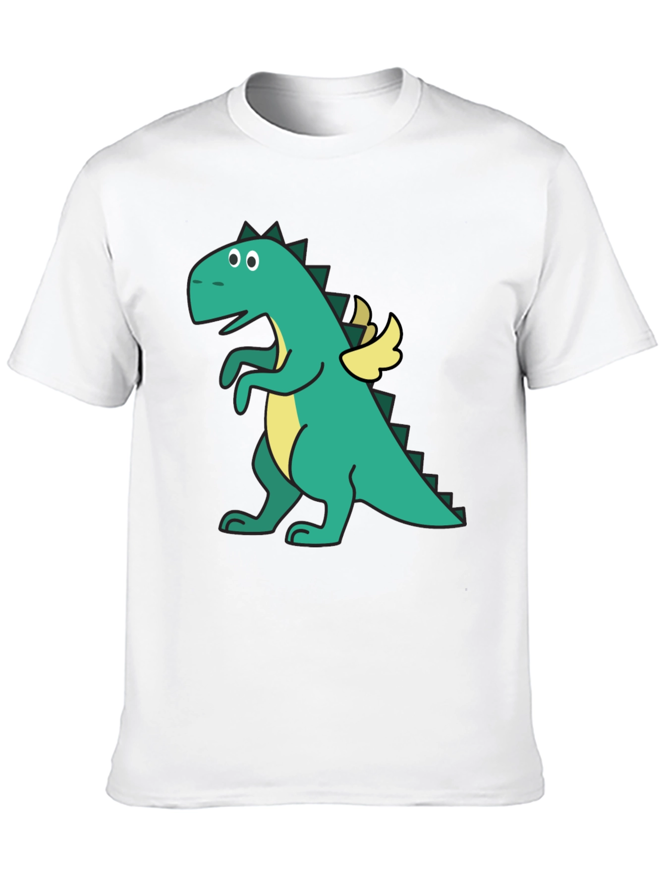 Dino with Wings Black T-Shirt - Fun Cartoon Design