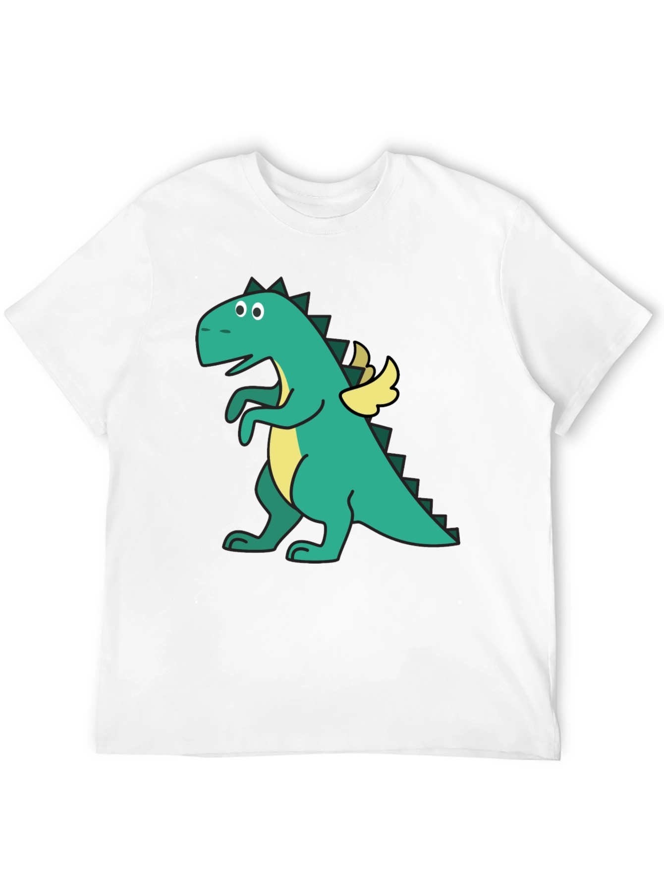 Dino with Wings Black T-Shirt - Fun Cartoon Design
