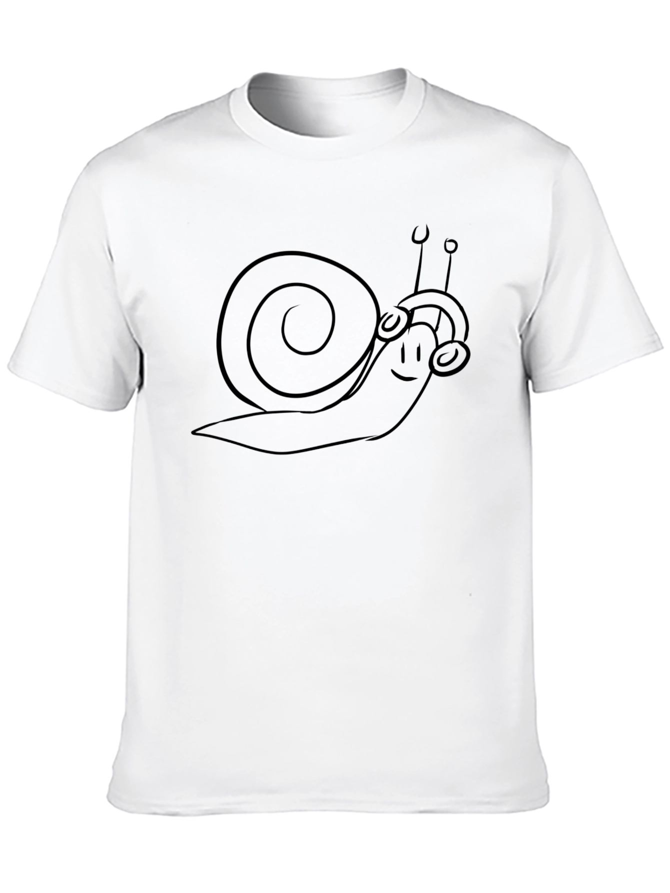 Snail with Headphones Graphic Tee - Black Cotton
