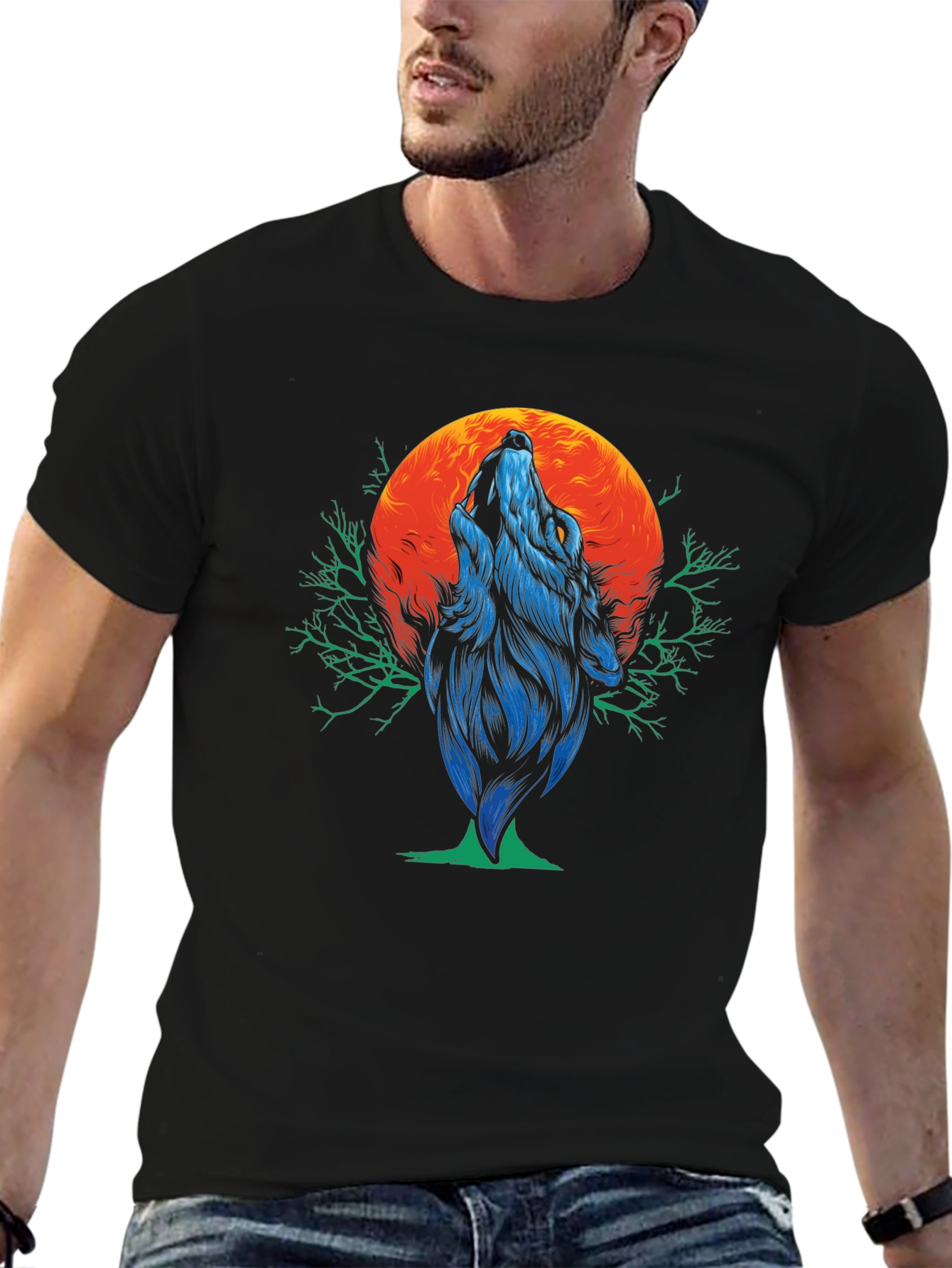 Wolf Moon Graphic Tee - Black