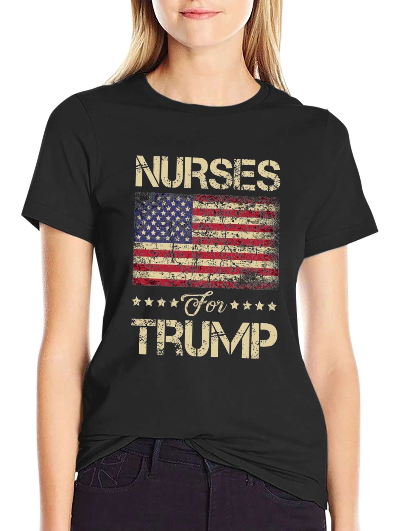 Nurses For Trump USA Flag Graphic T-Shirt