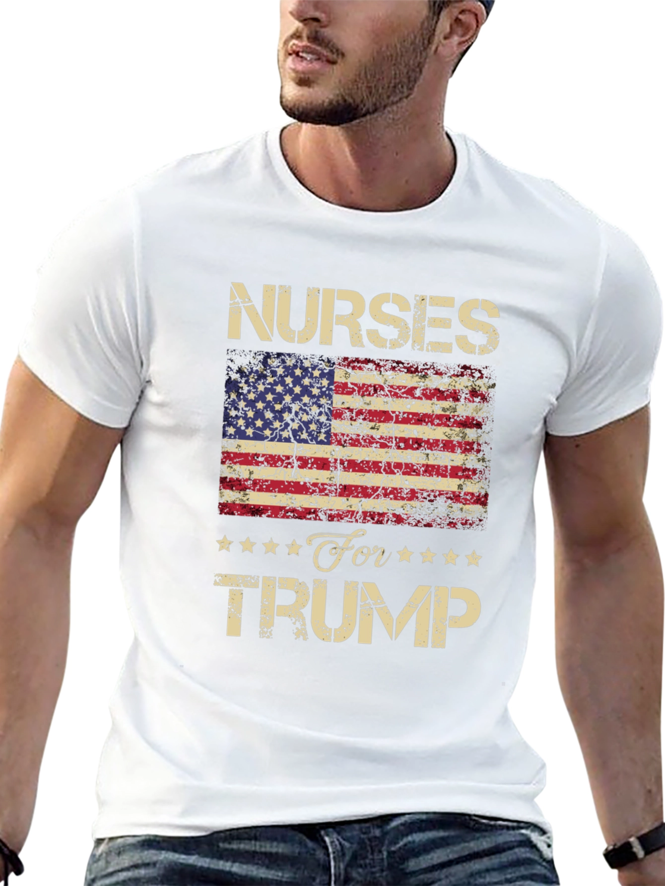 Nurses For Trump USA Flag Graphic T-Shirt