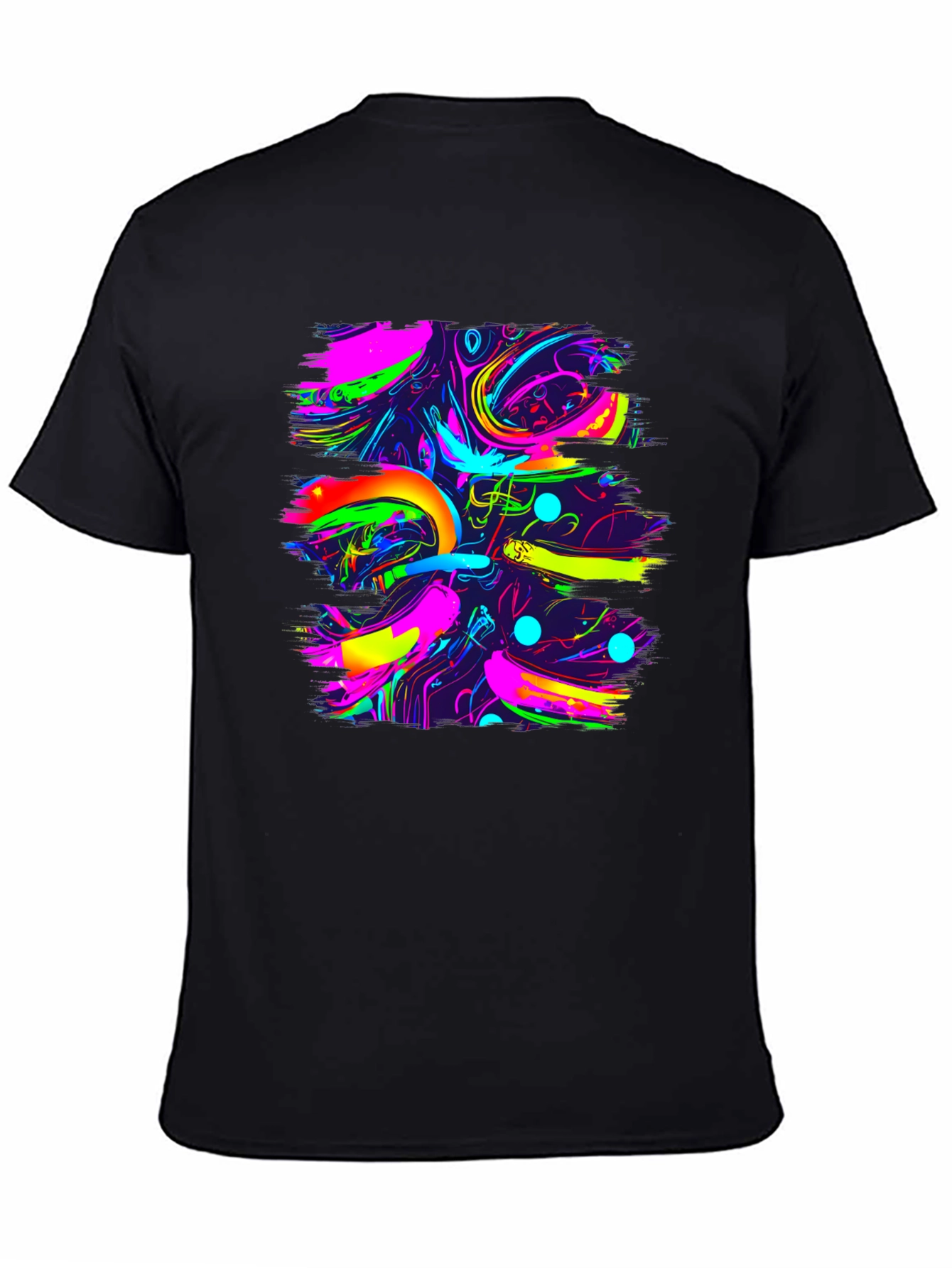 Vibrant Abstract Print Black Tee