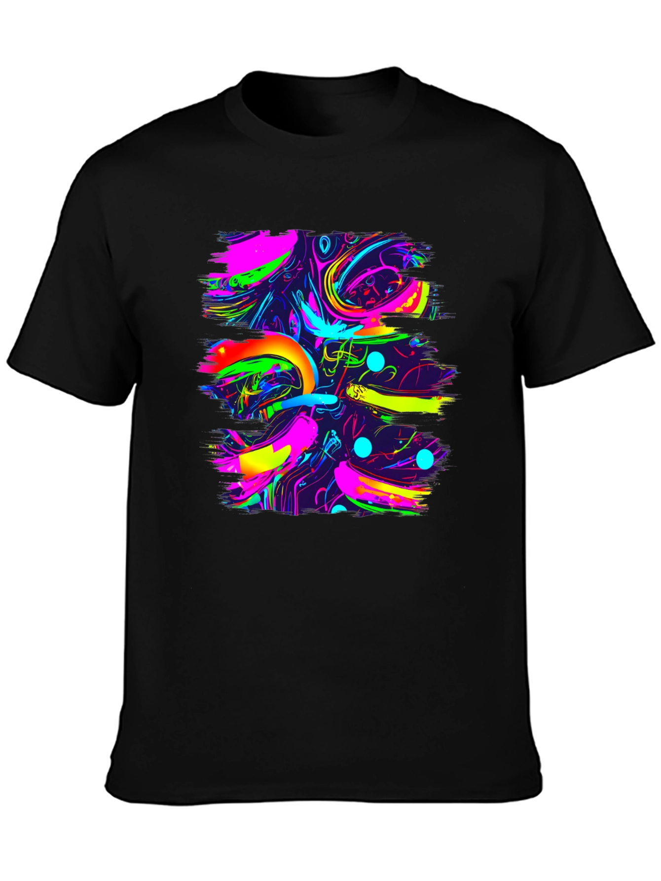 Vibrant Abstract Print Black Tee