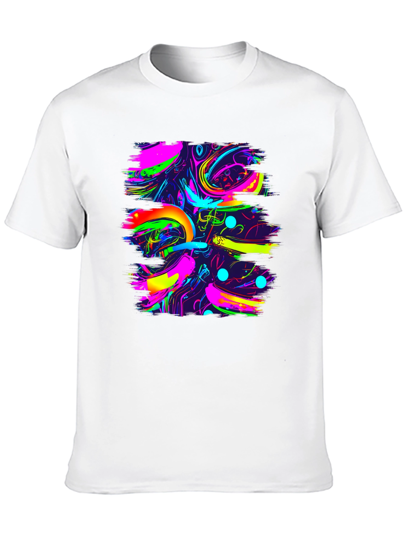 Vibrant Abstract Print Black Tee