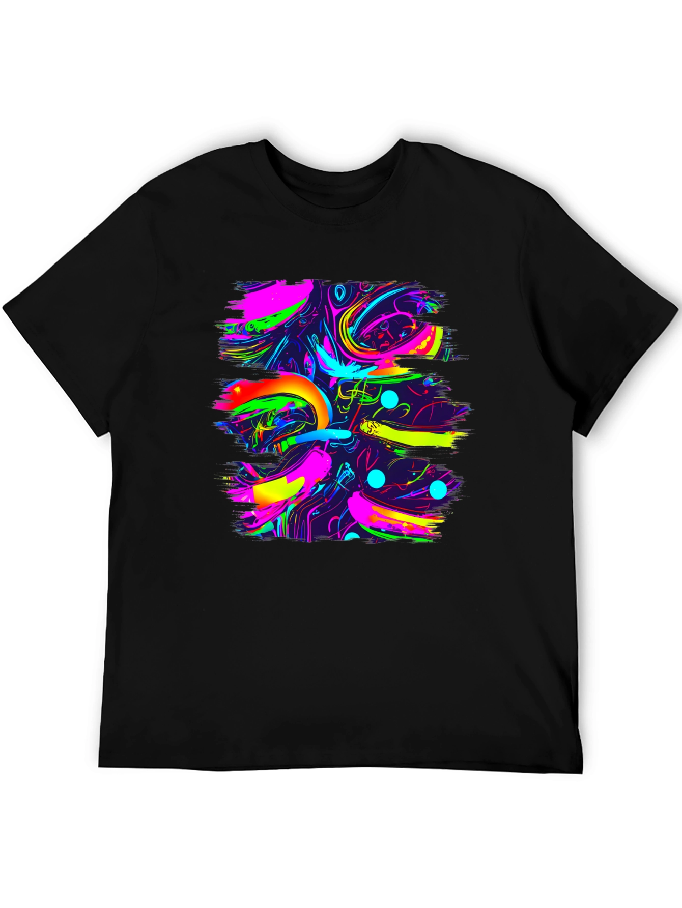 Vibrant Abstract Print Black Tee