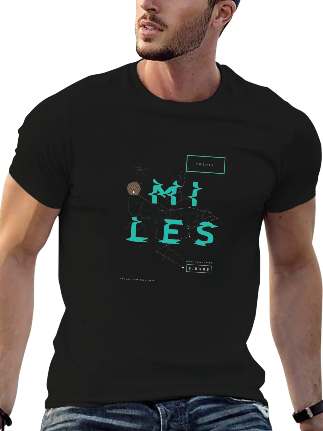 Twenty Miles Graphic Print Black T-Shirt