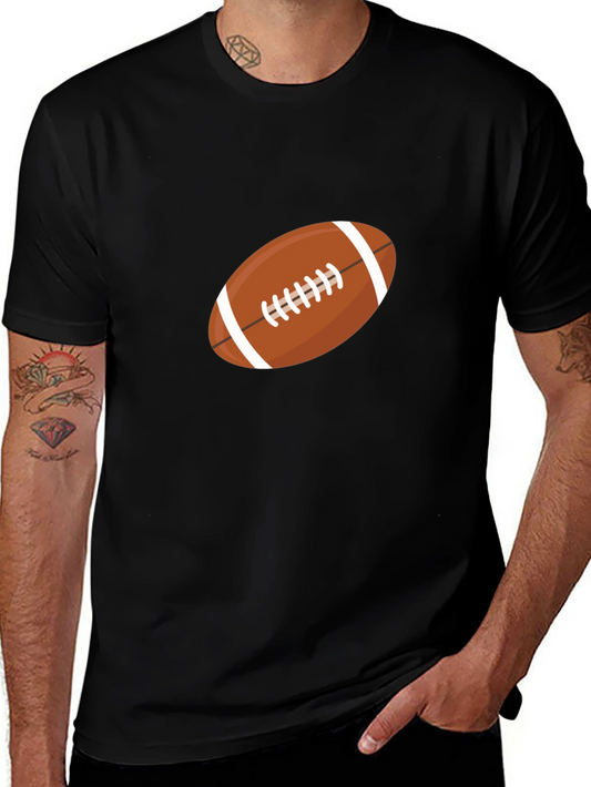 Football Graphic Print Black T-Shirt
