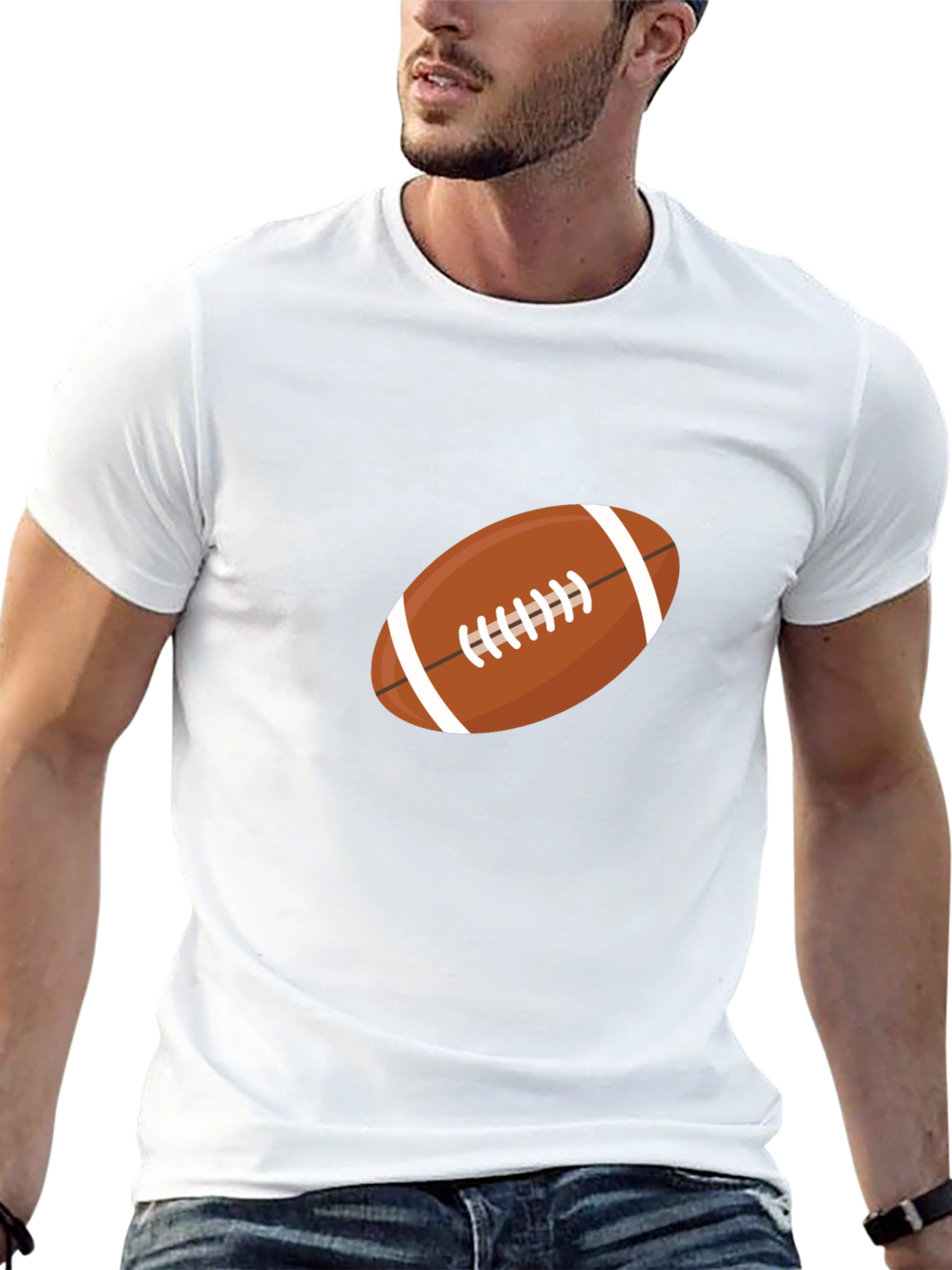 Football Graphic Print Black T-Shirt